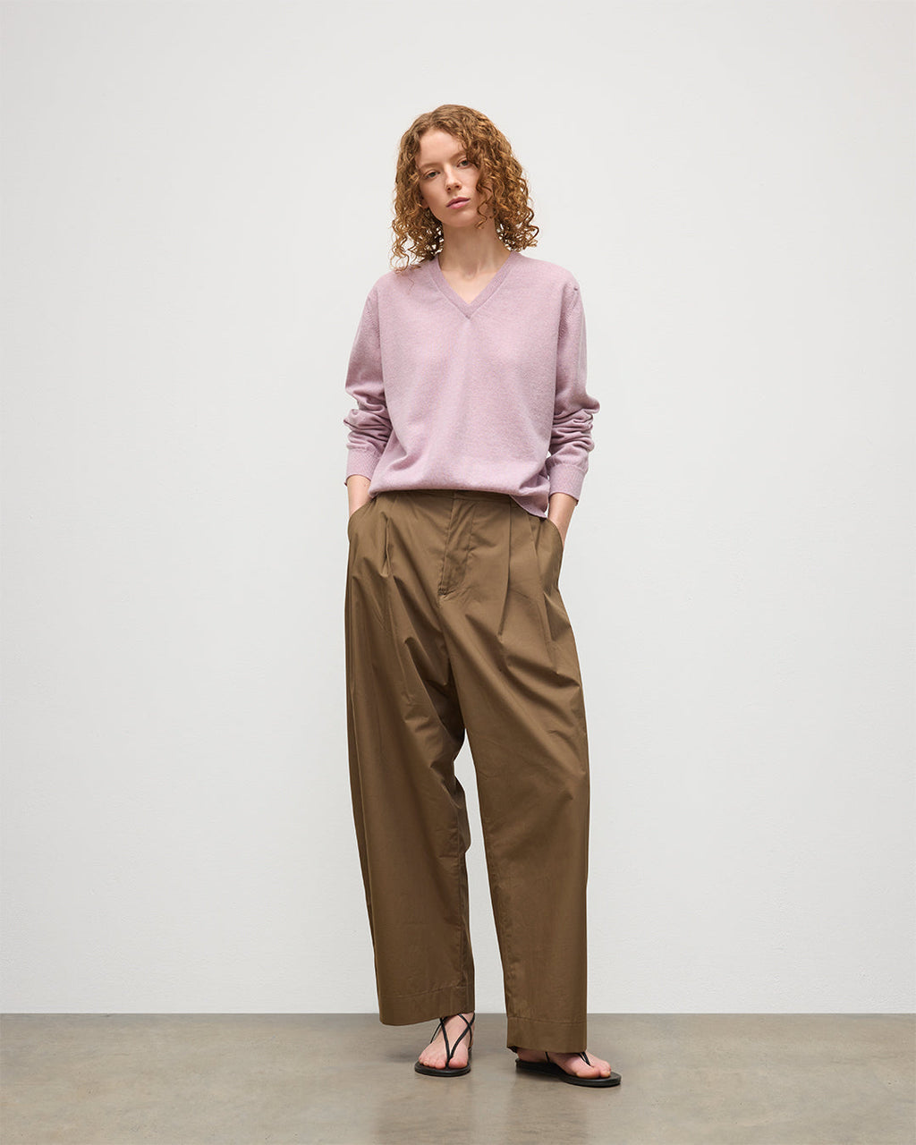 Lunan Light Pink Classic V Neck Jumper