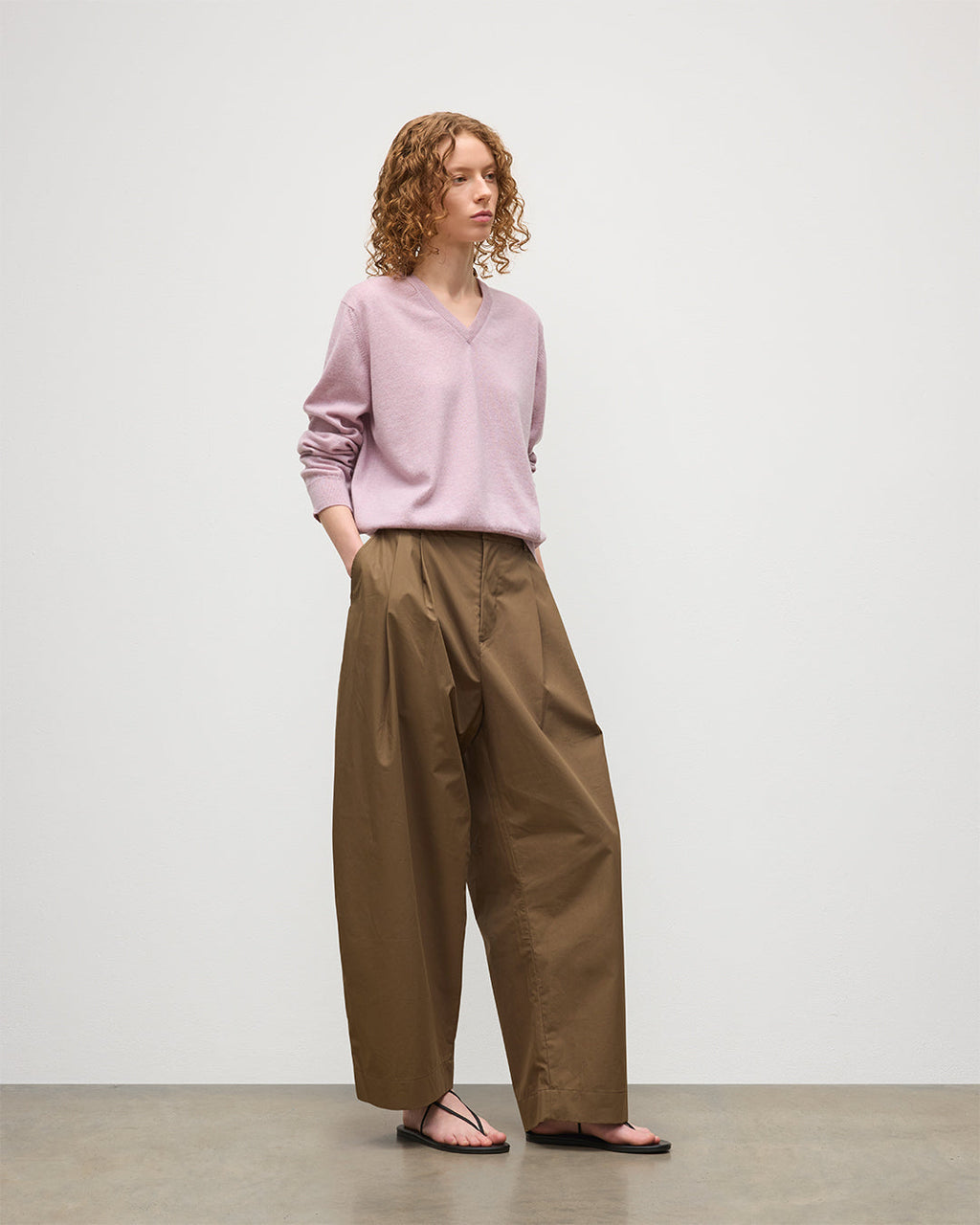 Lunan Light Pink Classic V Neck Jumper