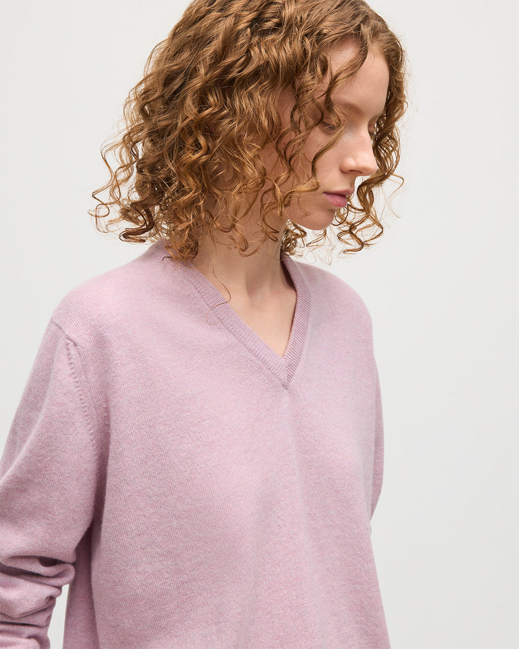 Lunan Light Pink Classic V Neck Jumper