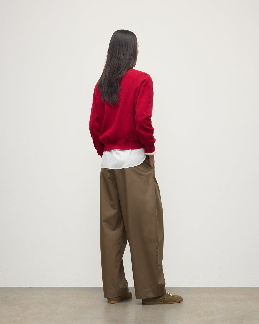 Lunan Red Classic Cashmere V Neck Jumper