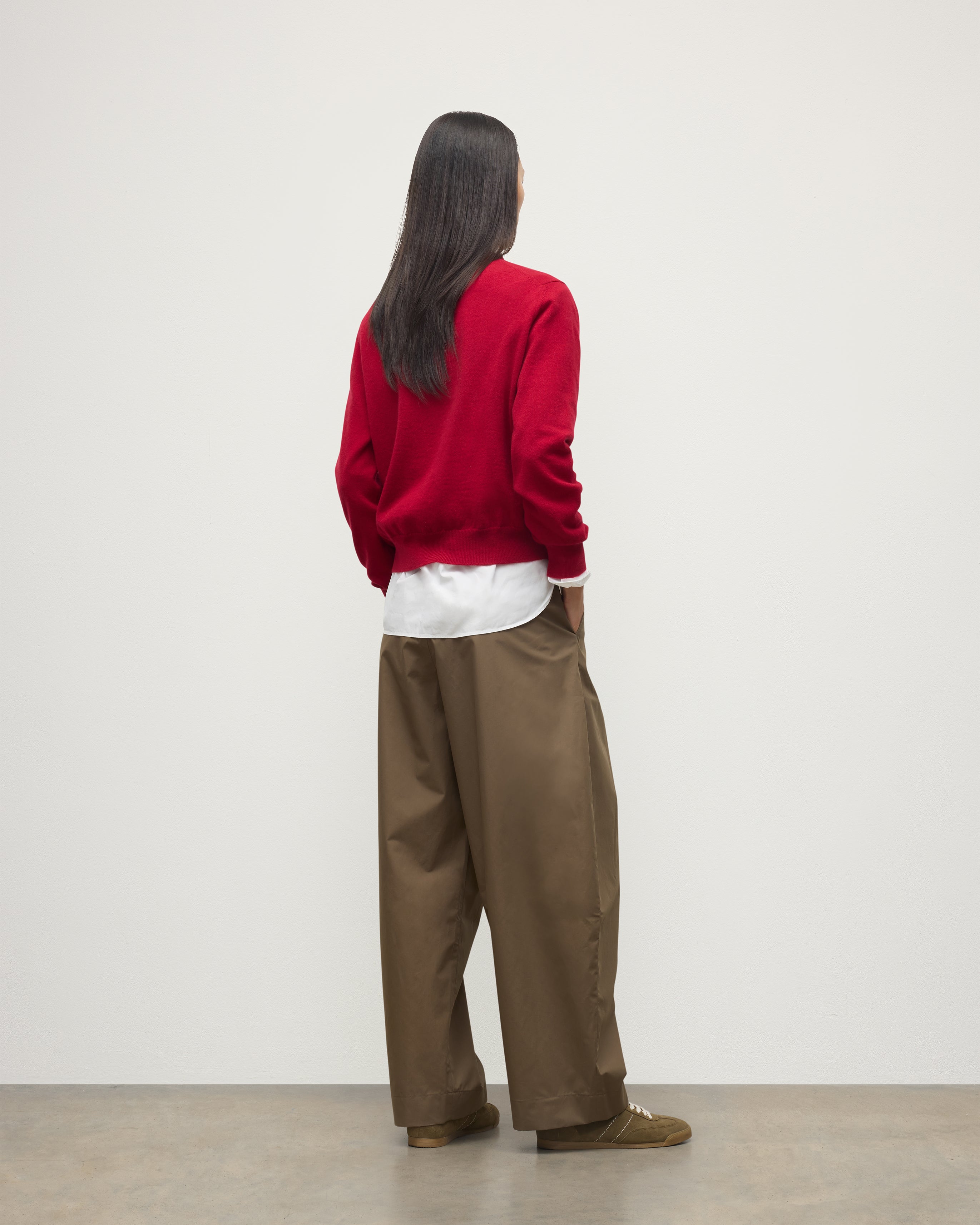 Lunan Red Classic Cashmere V Neck Jumper