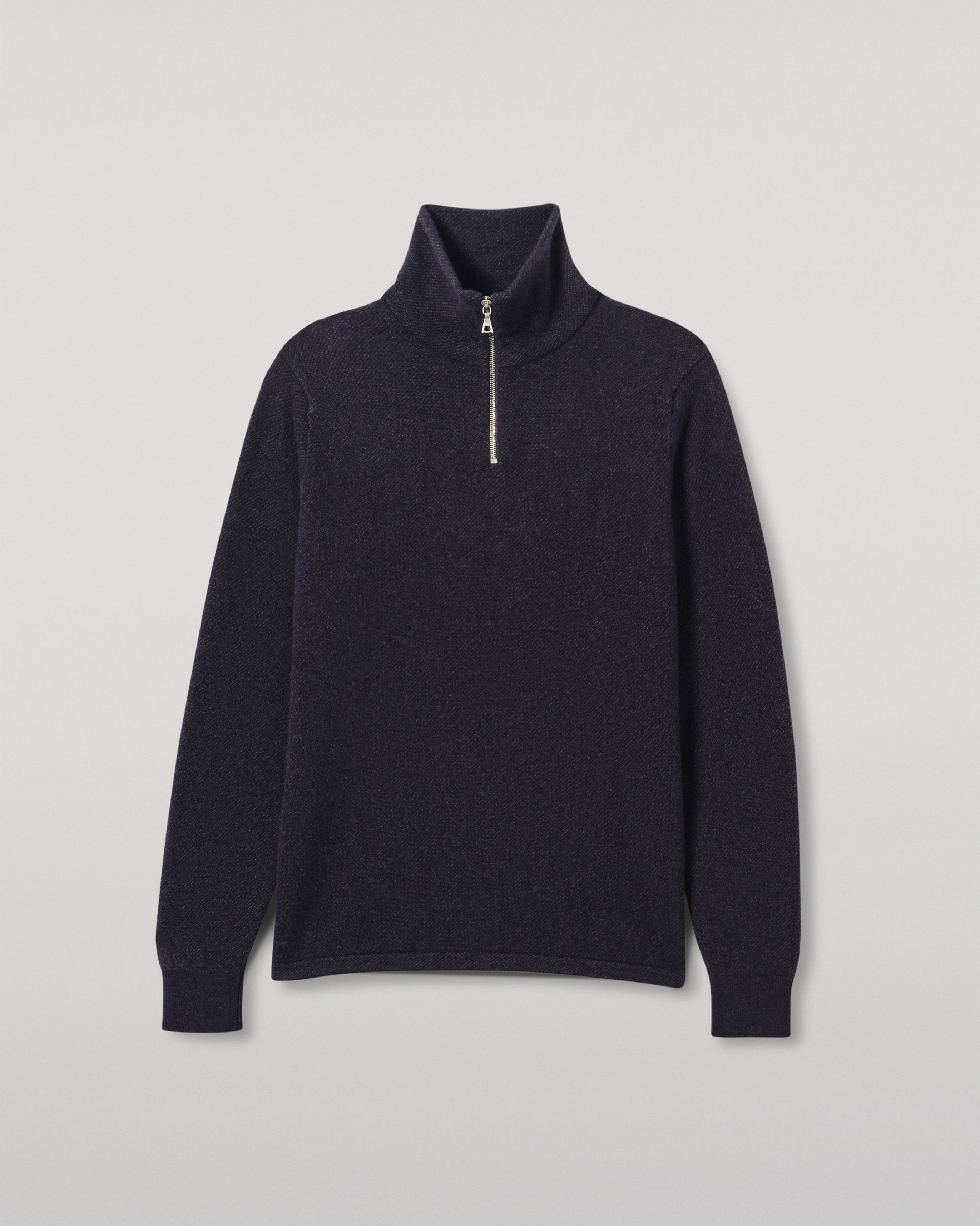 Tweel Navy & Grey Cashmere Half Zip Jumper