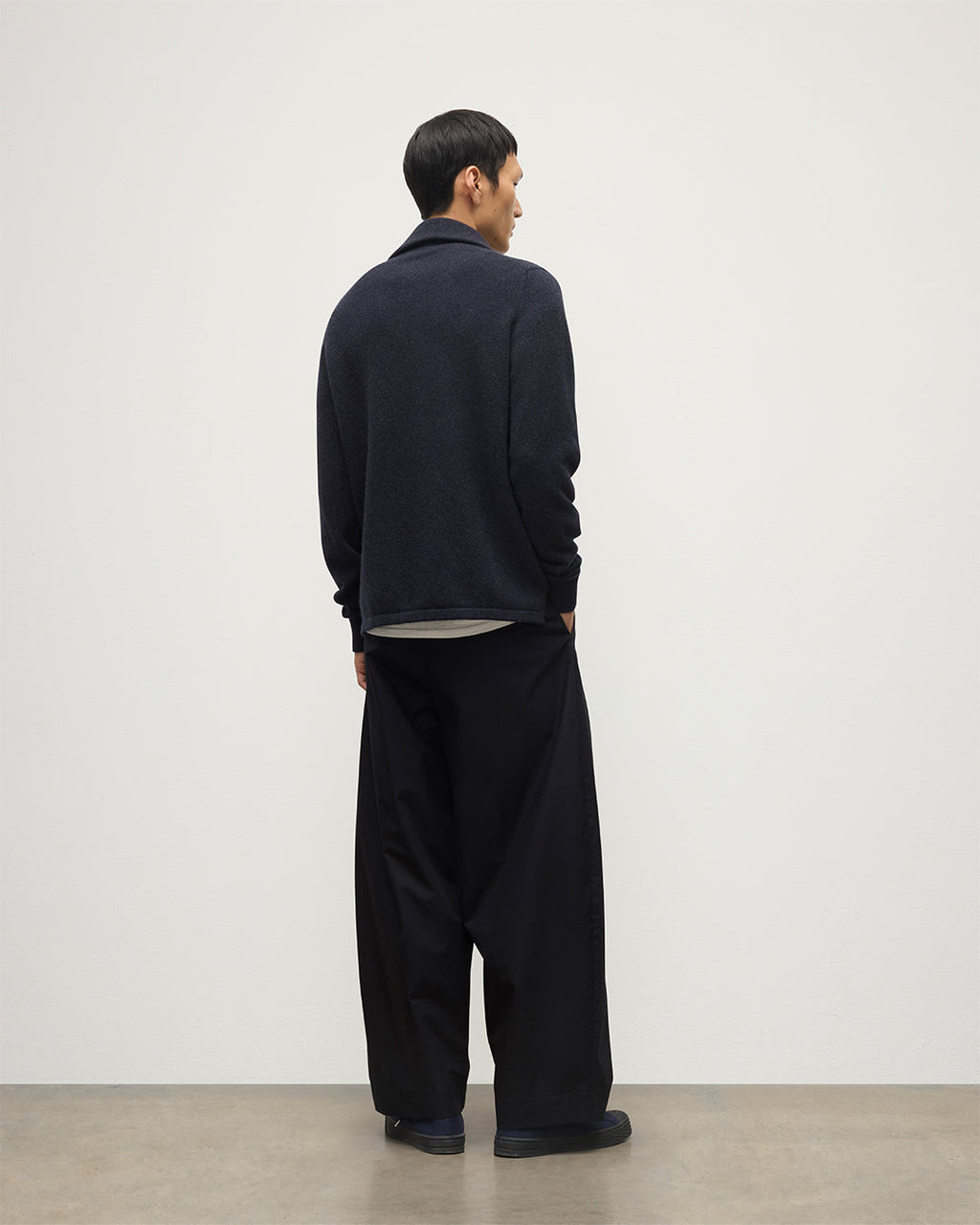 Tweel Navy & Grey Cashmere Half Zip Jumper