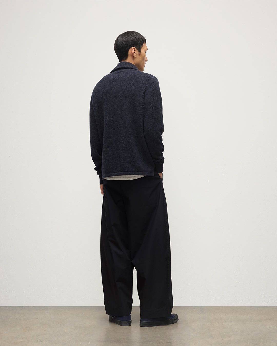 Tweel Navy & Grey Cashmere Half Zip Jumper