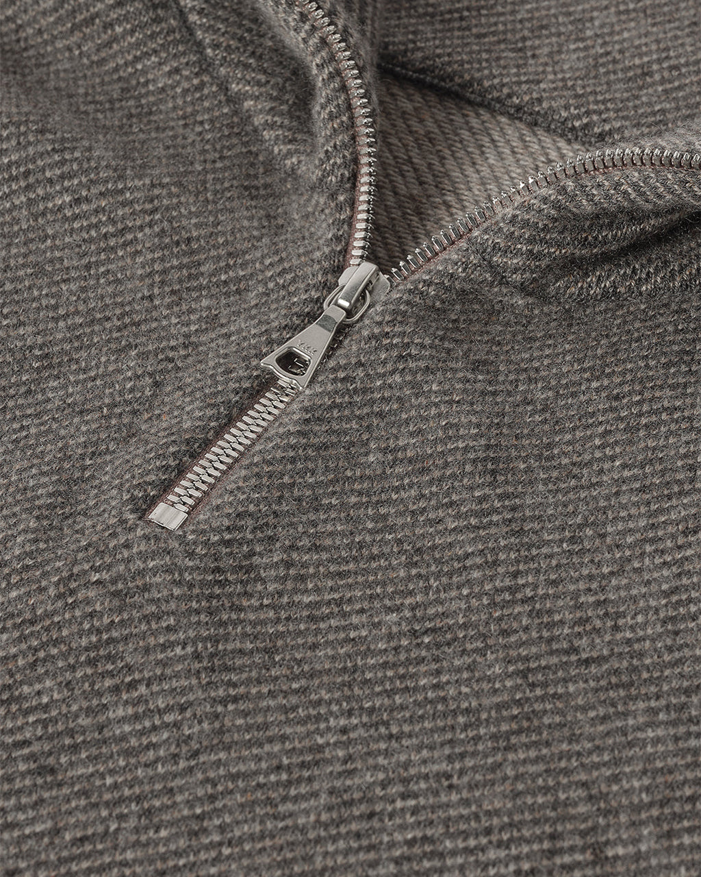 Tweel Grey & Brown Cashmere Half Zip Jumper