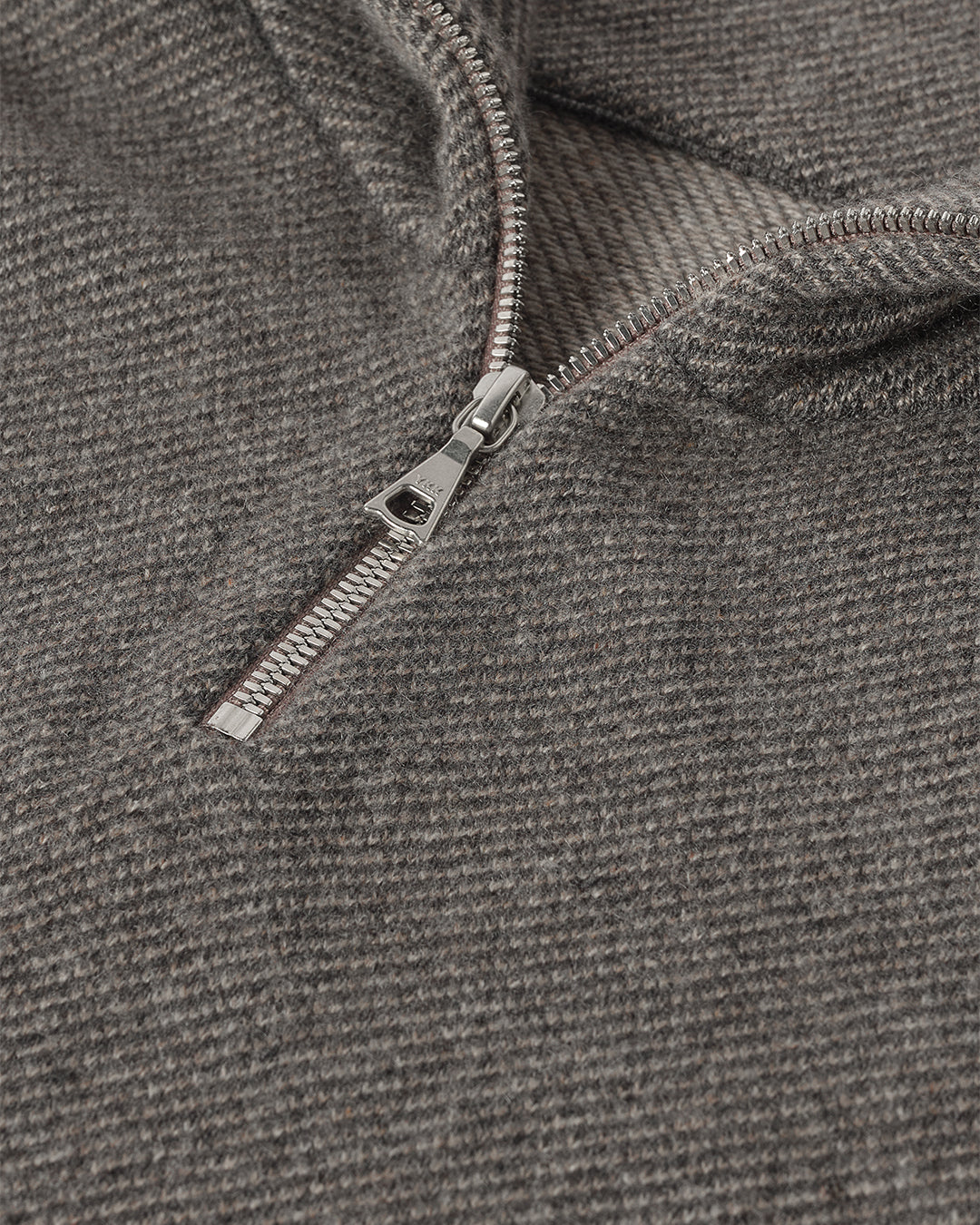 Tweel Grey & Brown Cashmere Half Zip Jumper