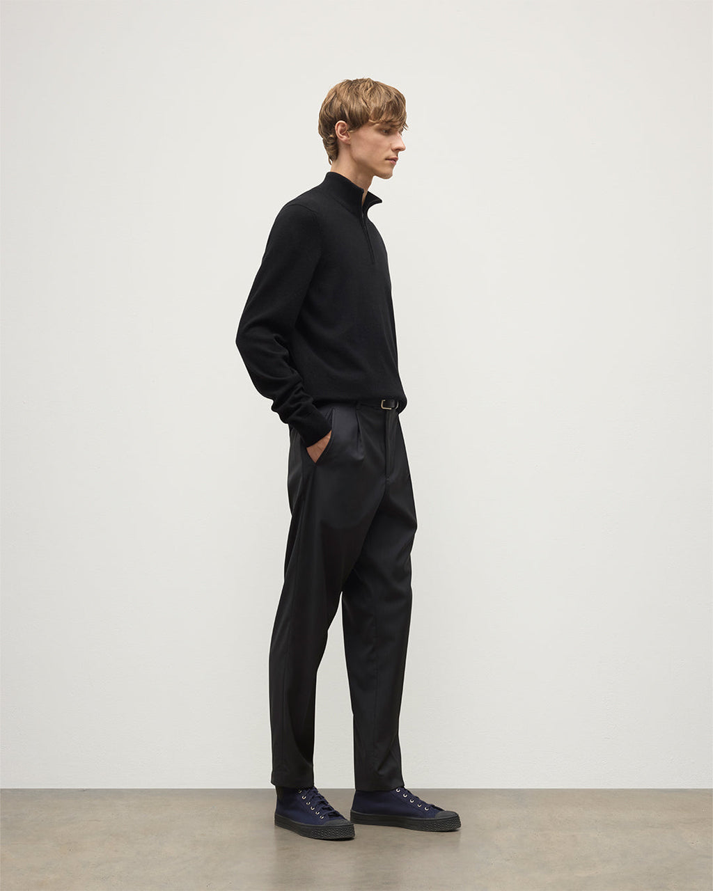 Rory Cashmere Classic Black Zip Neck Jumper