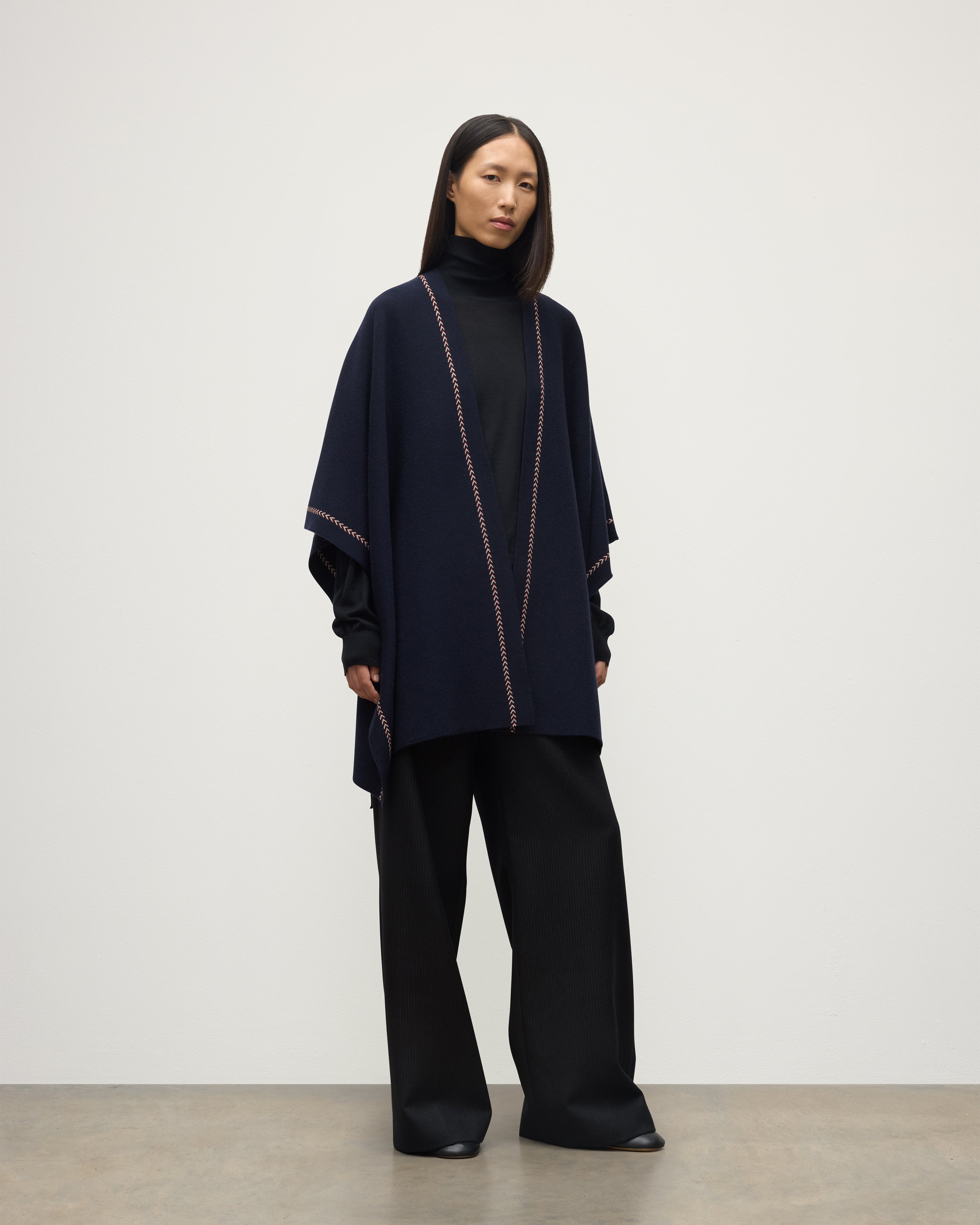 Hawk Dark Navy Cashmere Poncho