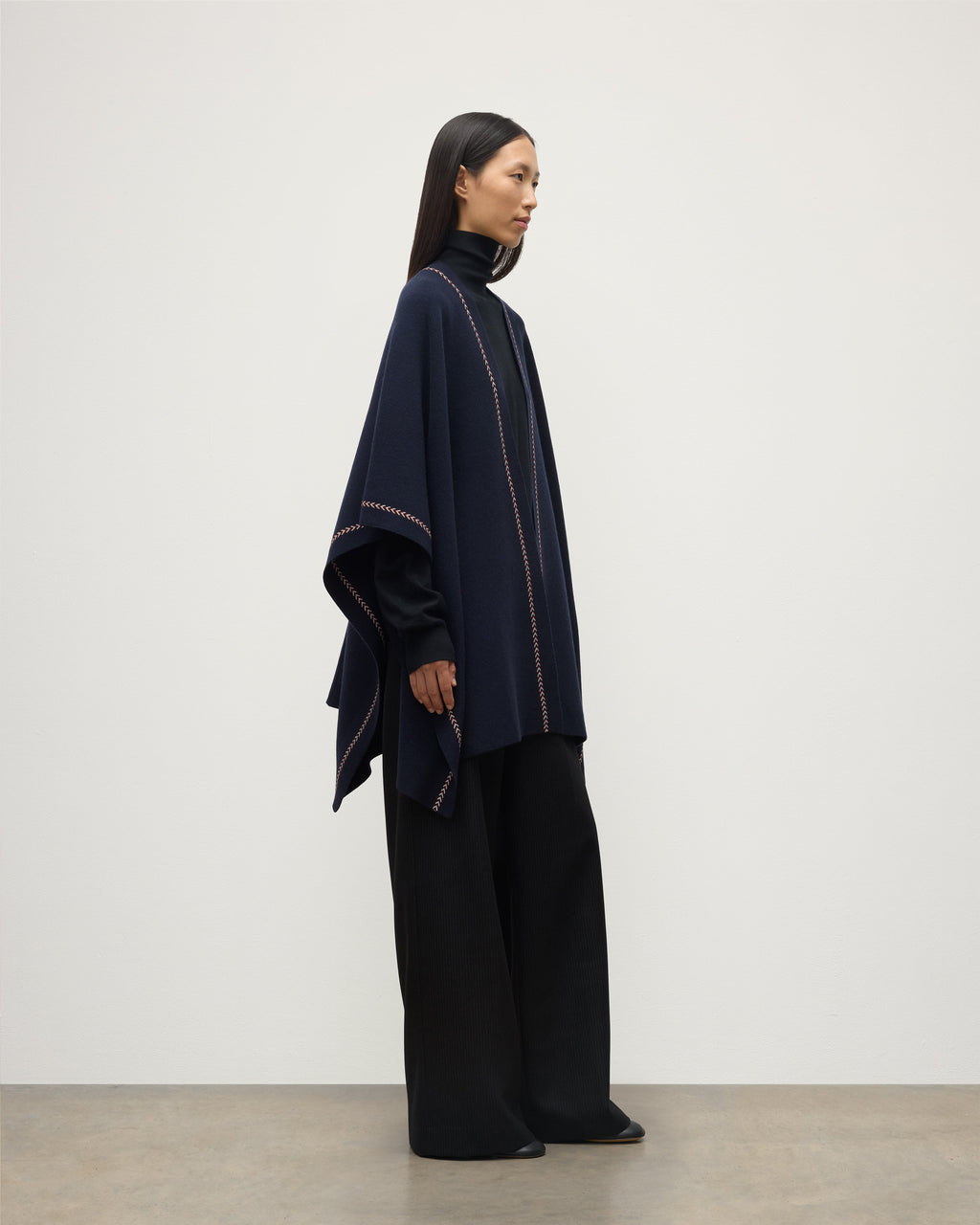 Hawk Dark Navy Cashmere Poncho
