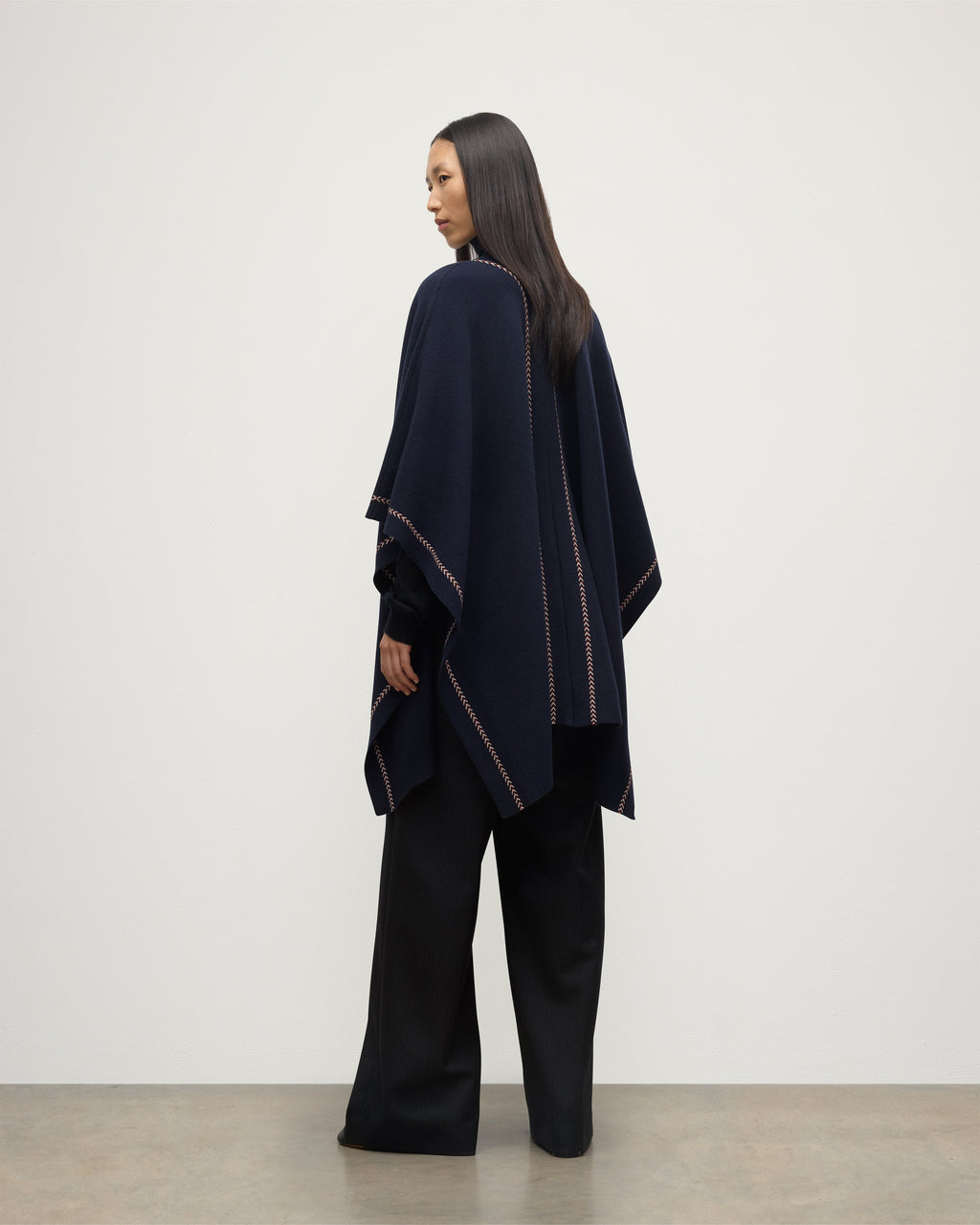 Hawk Dark Navy Cashmere Poncho