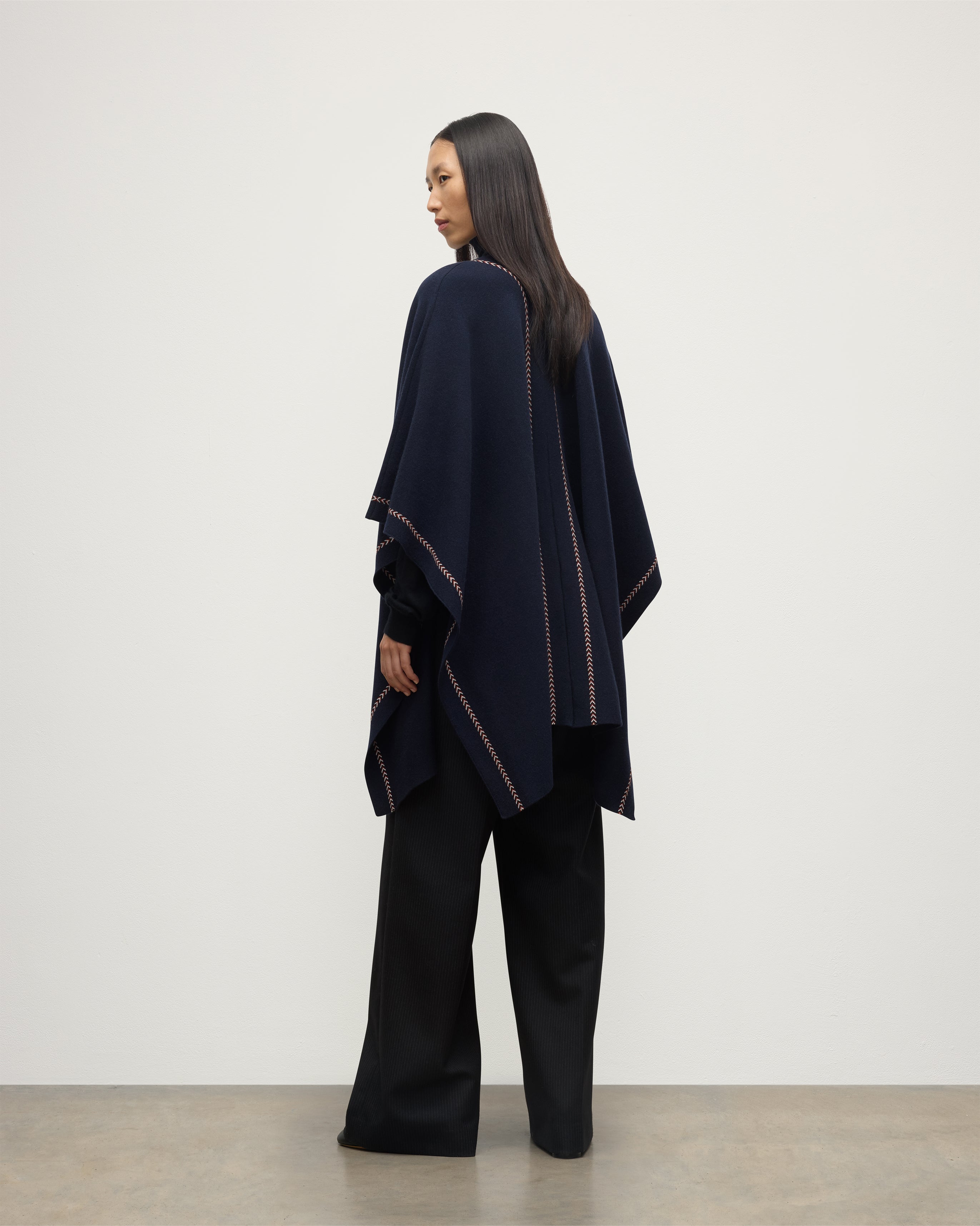Hawk Dark Navy Cashmere Poncho