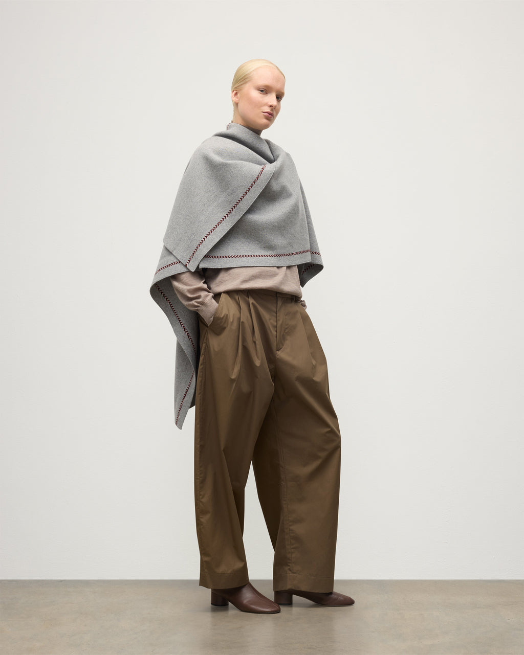 Hawk Light Grey Cashmere Poncho