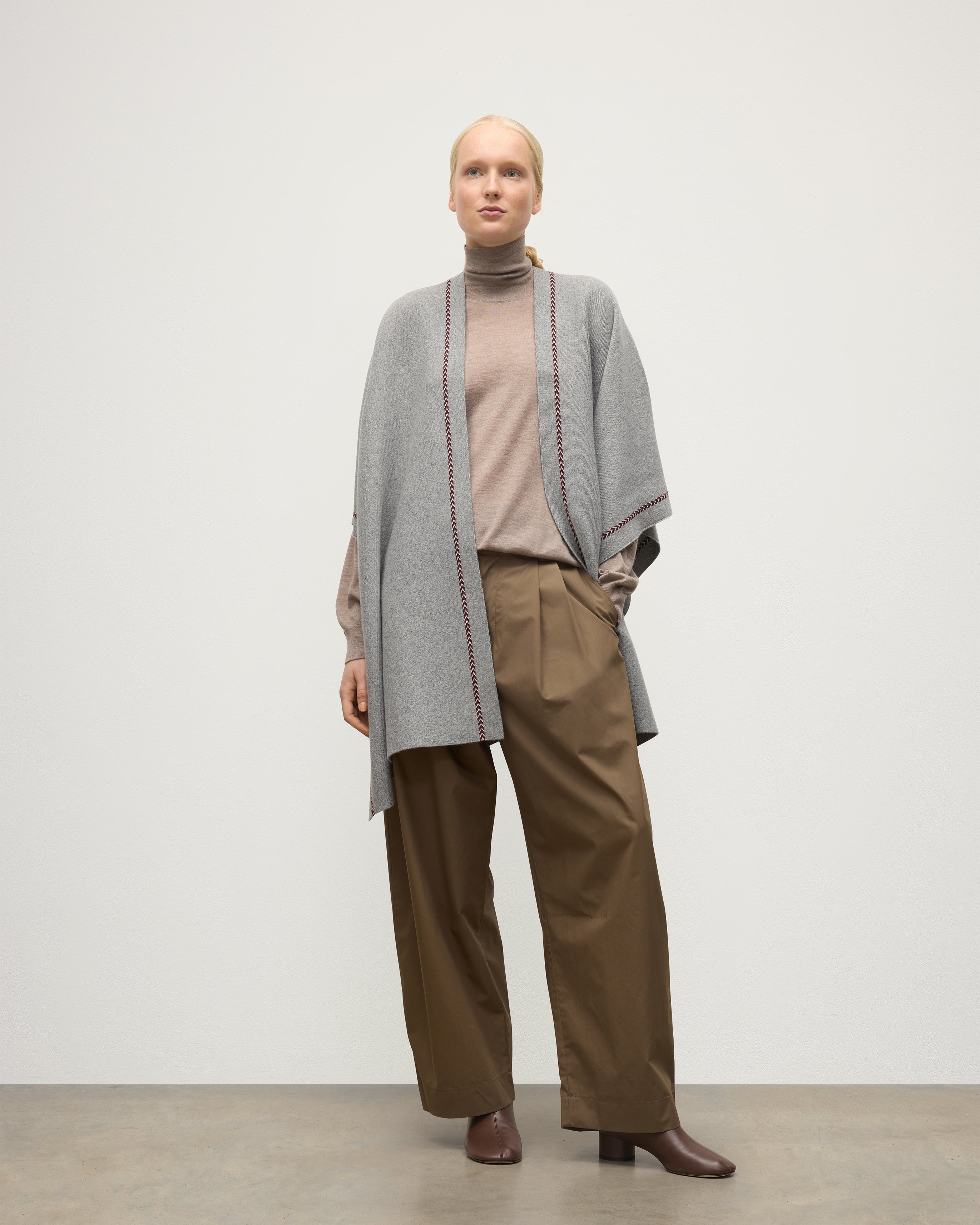 Hawk Light Grey Cashmere Poncho
