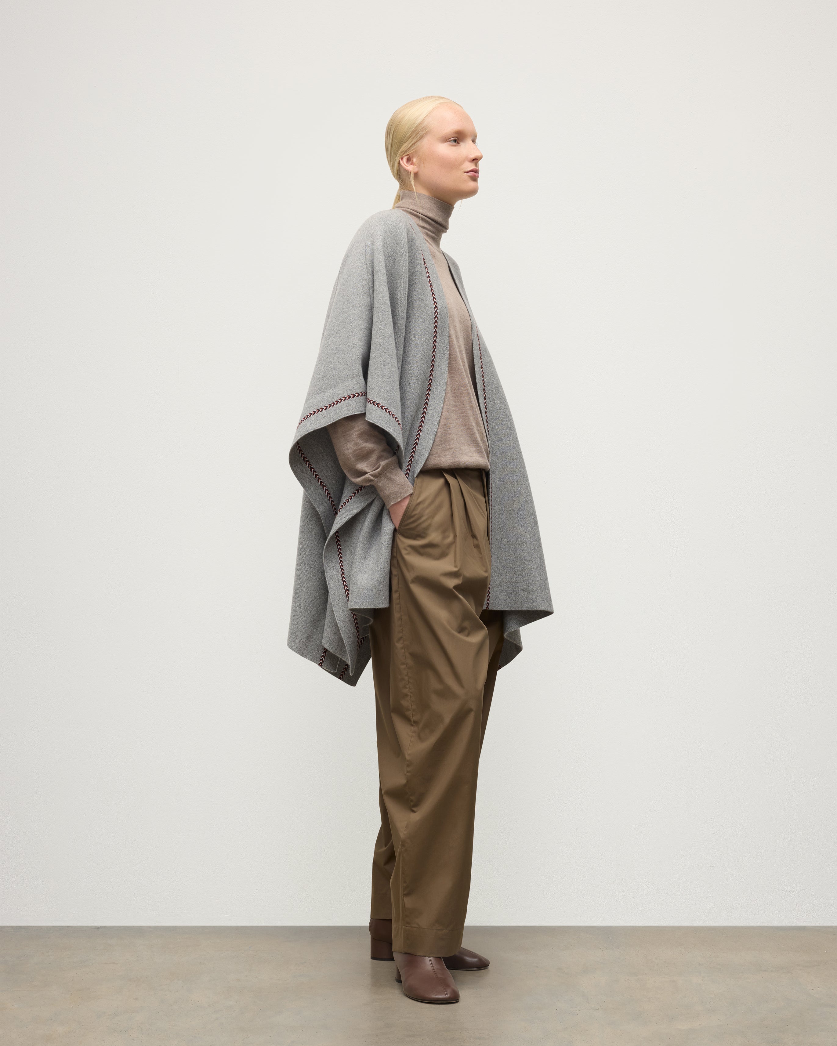 Hawk Light Grey Cashmere Poncho
