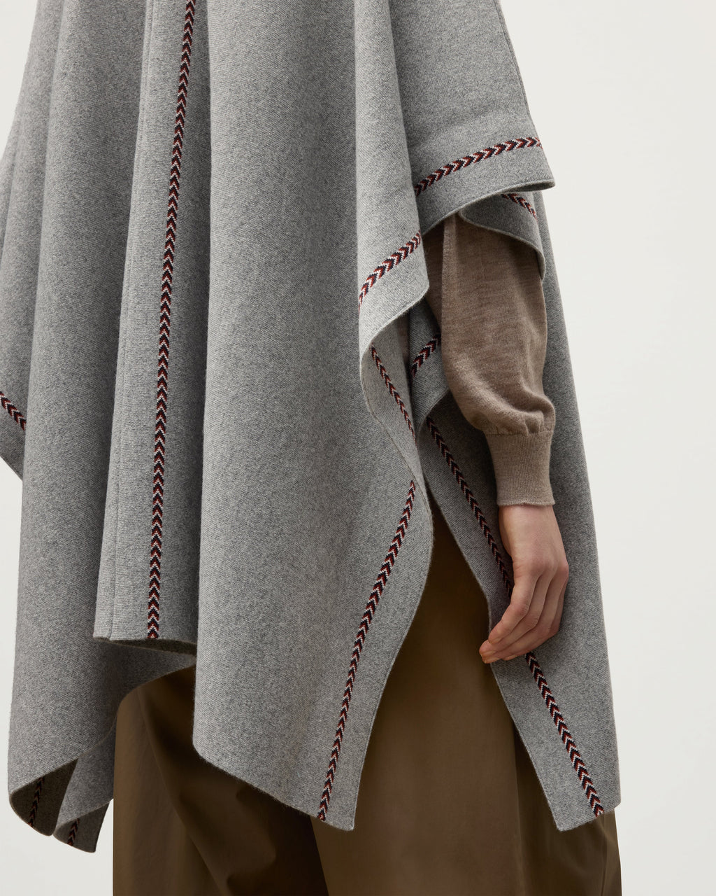Hawk Light Grey Cashmere Poncho