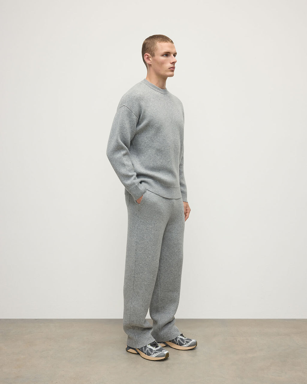 Double Face Light Grey Tapered Joggers
