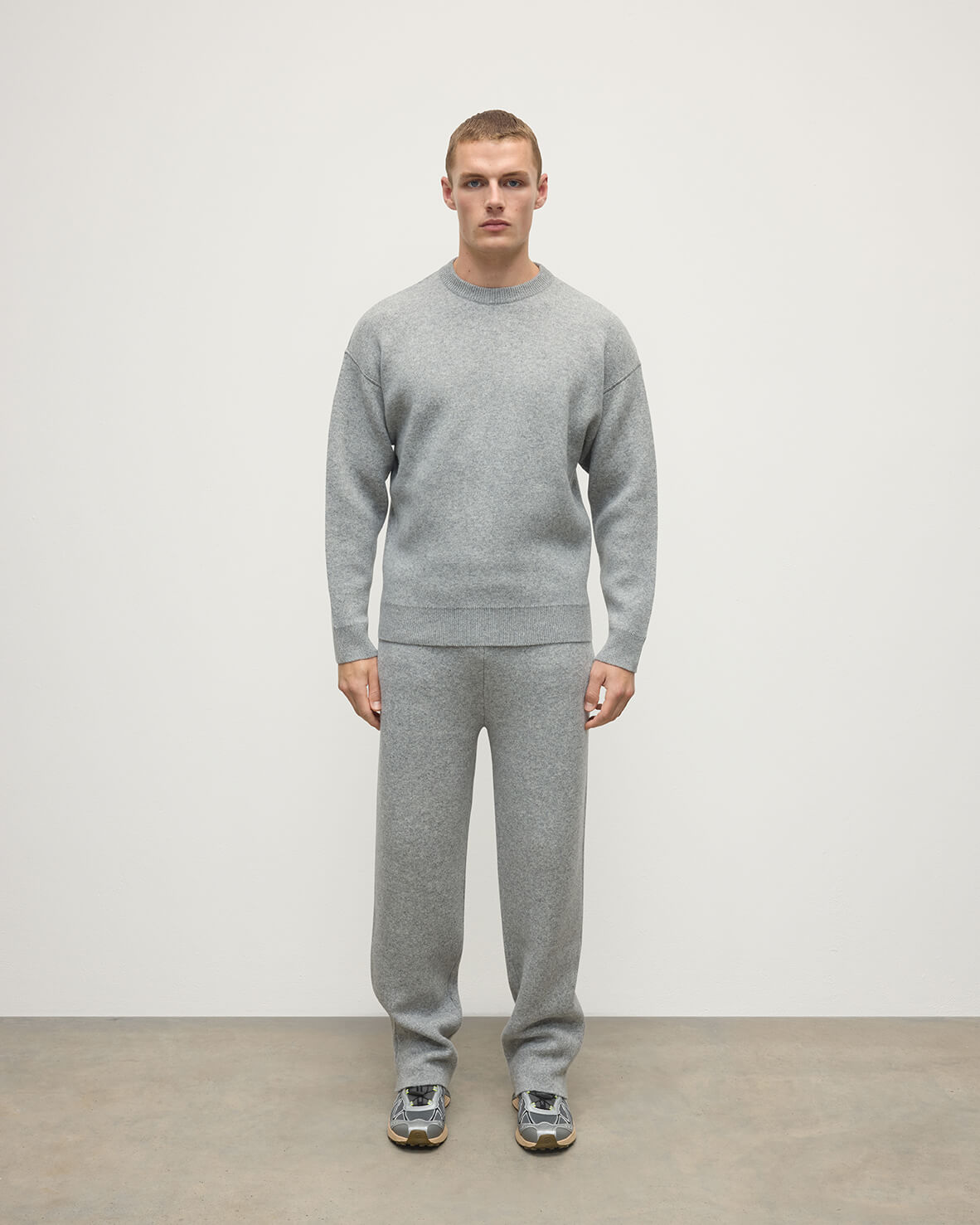 Double Face Light Grey Tapered Joggers