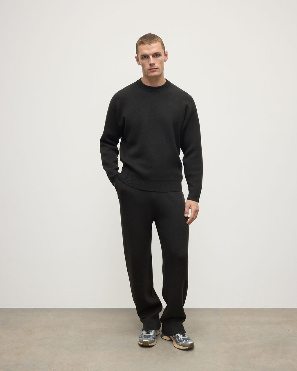 Double Faced Dark Grey Tapered Joggers