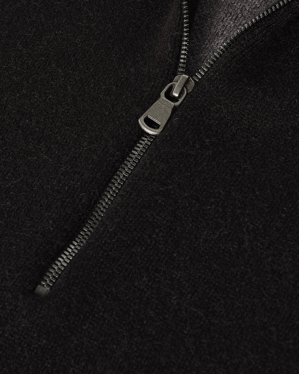 Double Face Black Half Zip Jumper