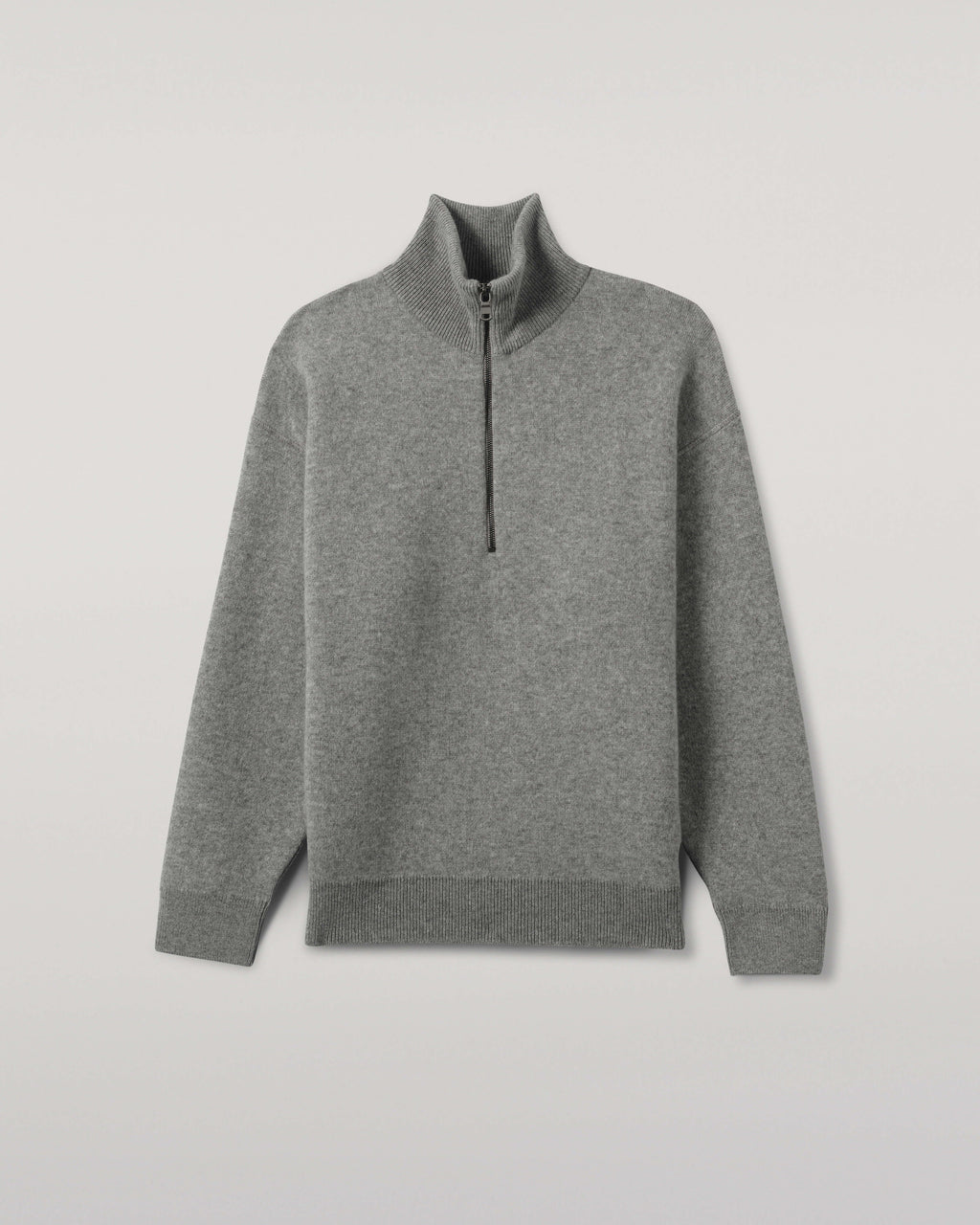 Double Face Light Grey Half Zip Jumper