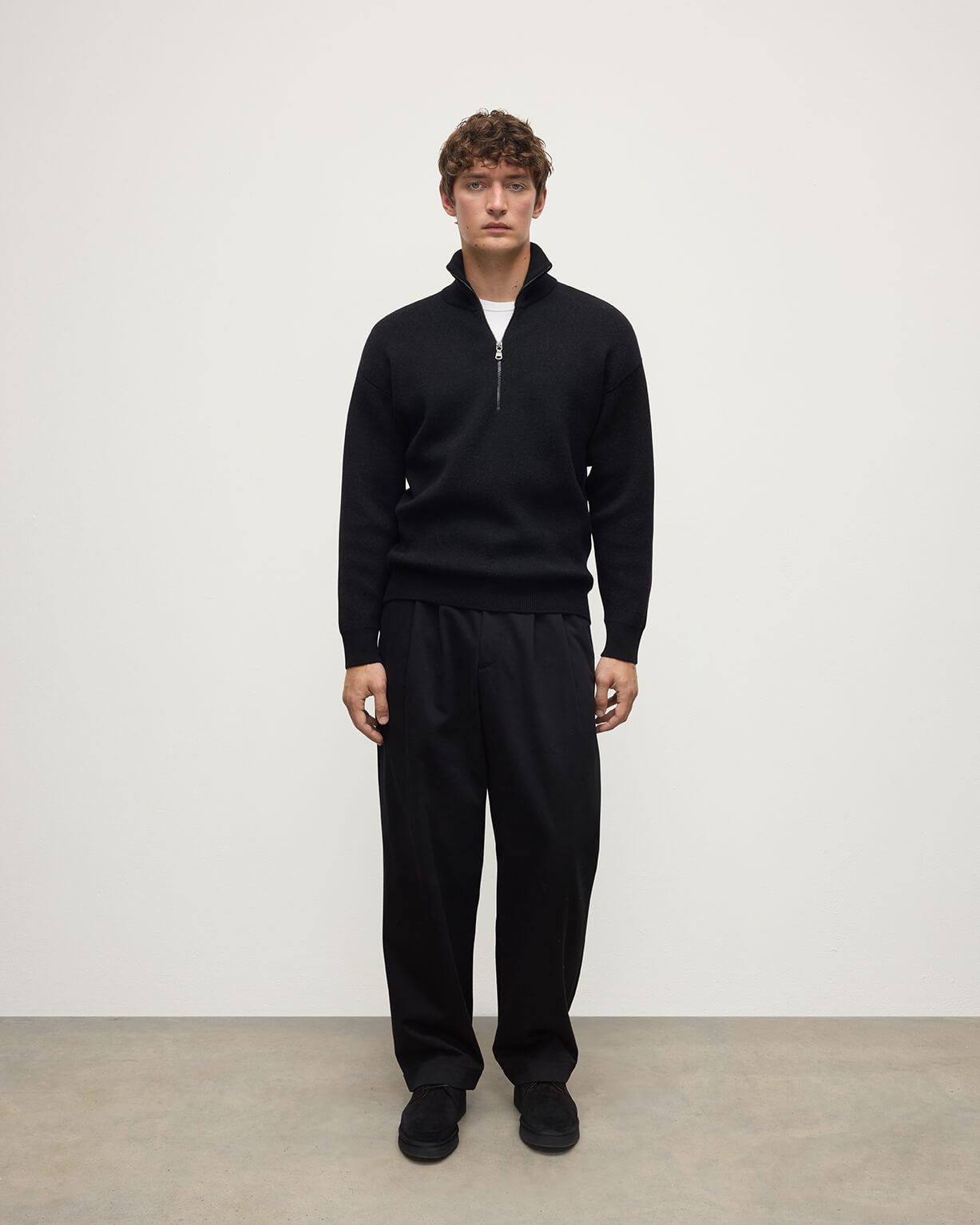 Double Face Black Half Zip Jumper