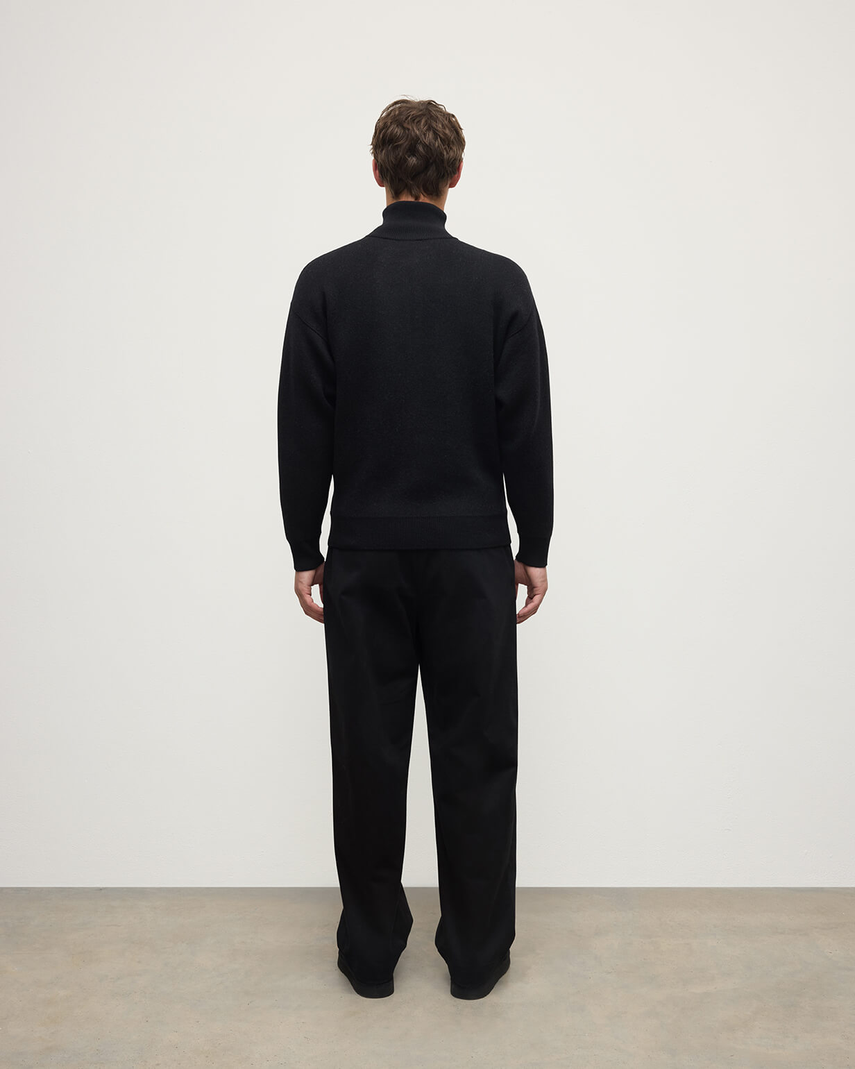 Double Face Black Half Zip Jumper