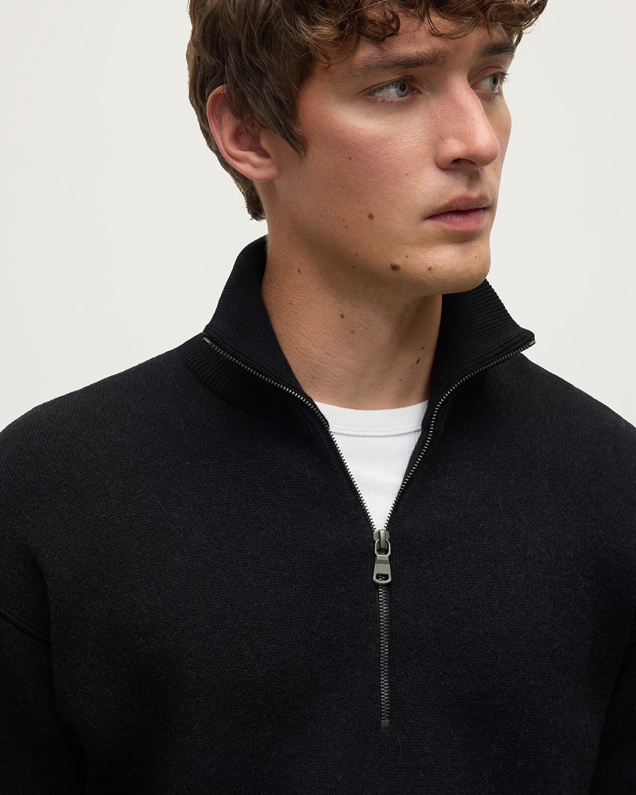Double Face Black Half Zip Jumper