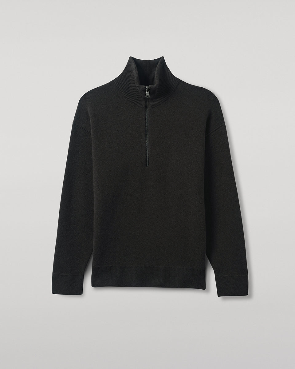 Double Face Dark Grey Half Zip Jumper