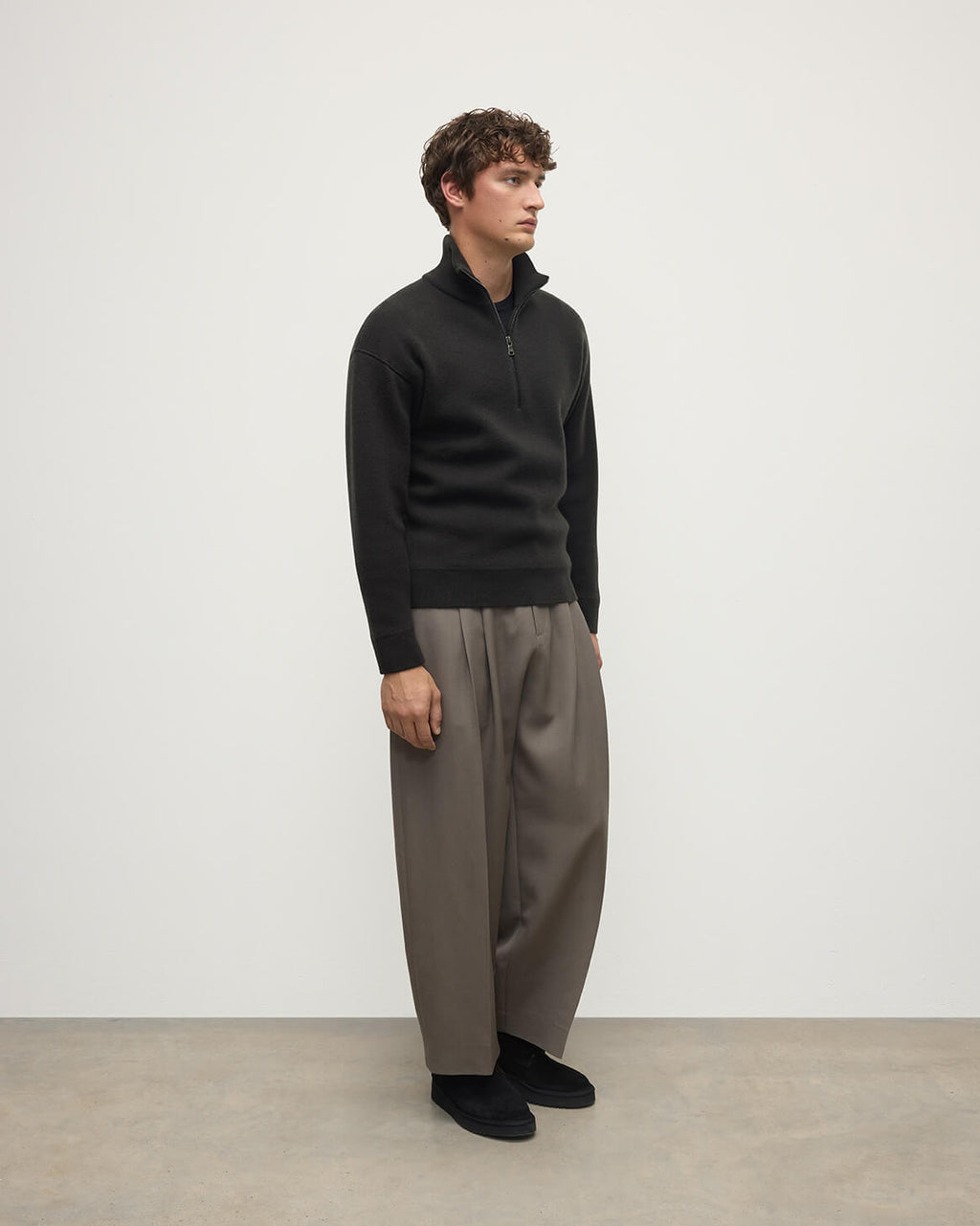 Double Face Dark Grey Half Zip Jumper