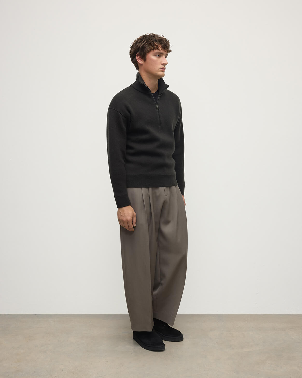 Double Face Dark Grey Half Zip Jumper