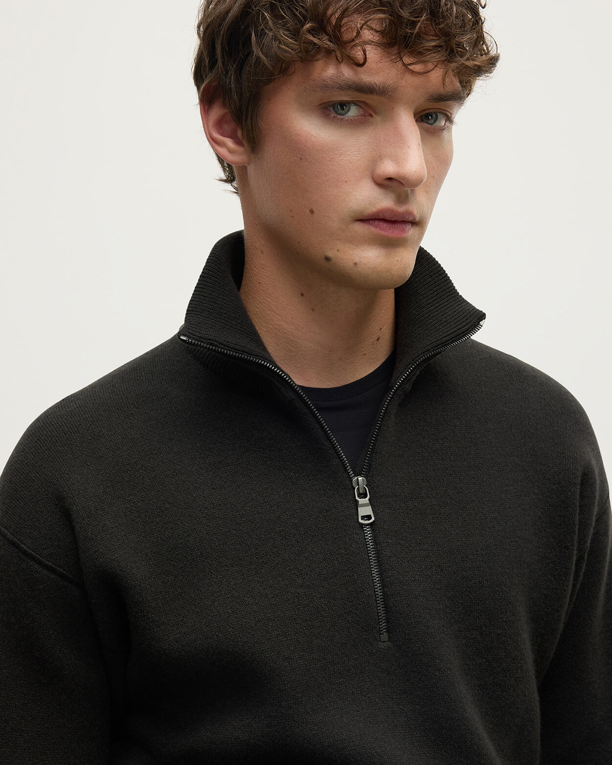 Double Face Dark Grey Half Zip Jumper