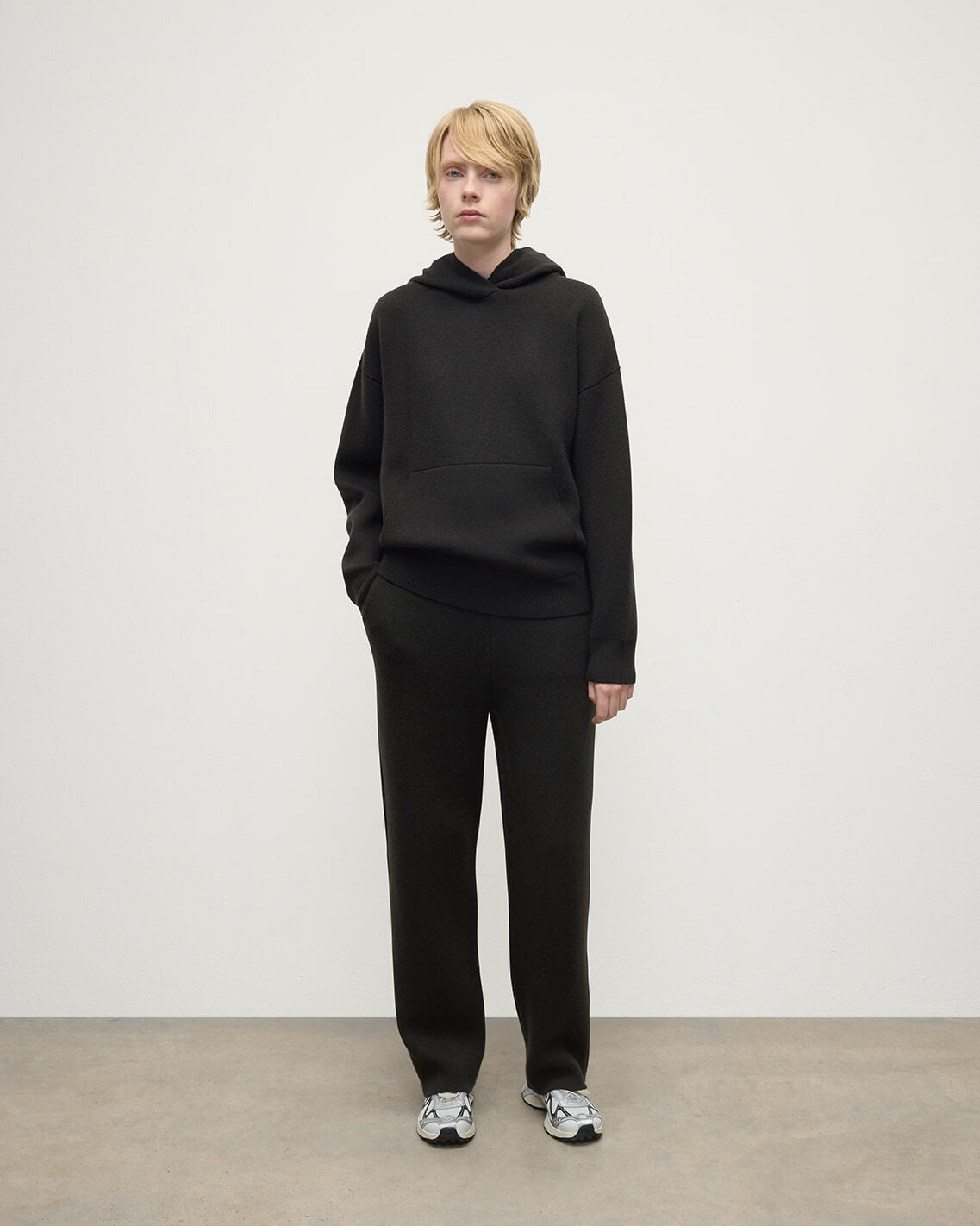 Double-Face Black Cashmere Hoodie
