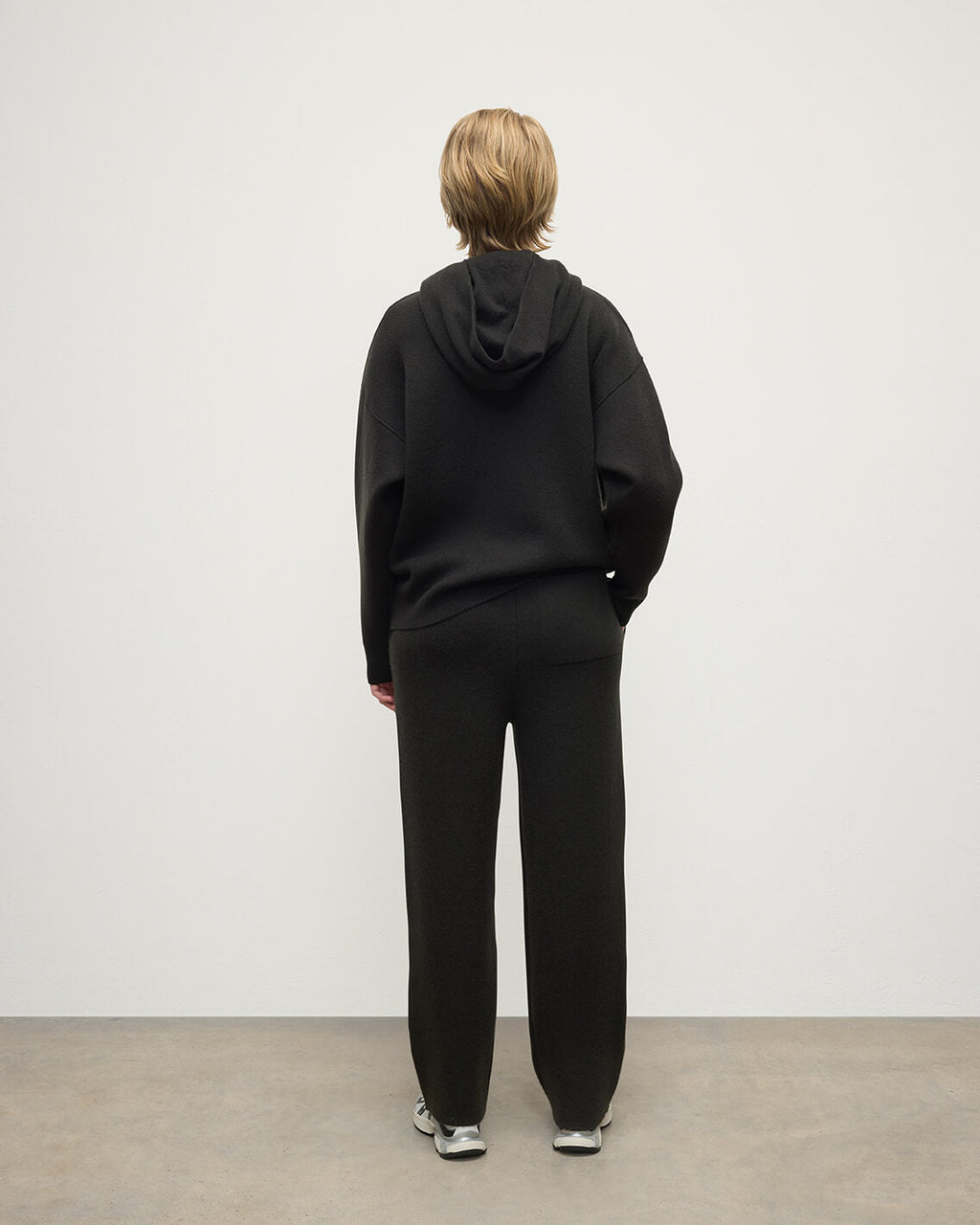Double-Face Black Cashmere Hoodie