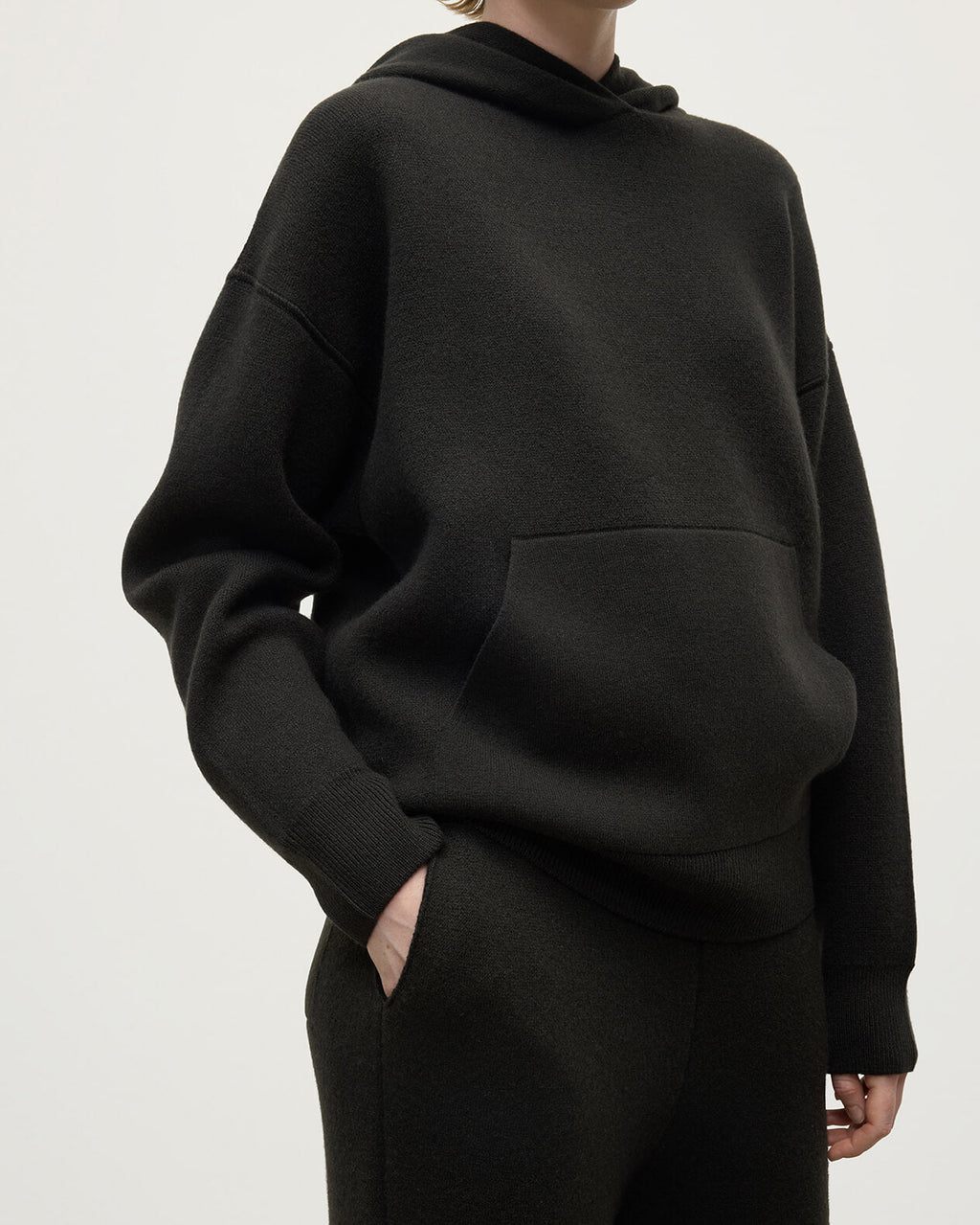 Double-Face Black Cashmere Hoodie
