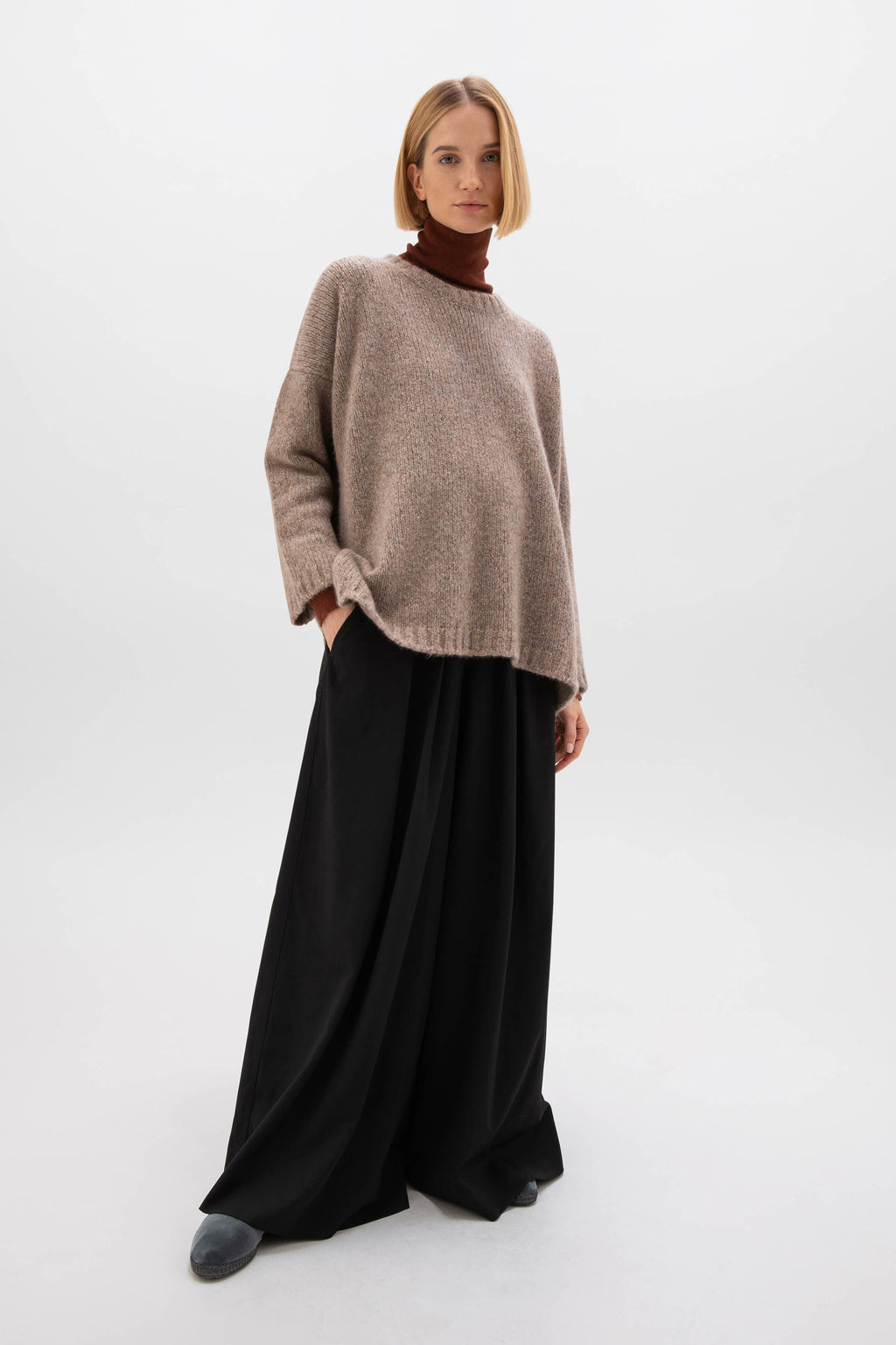 Brown Cashmere Silk Bouclé Jumper