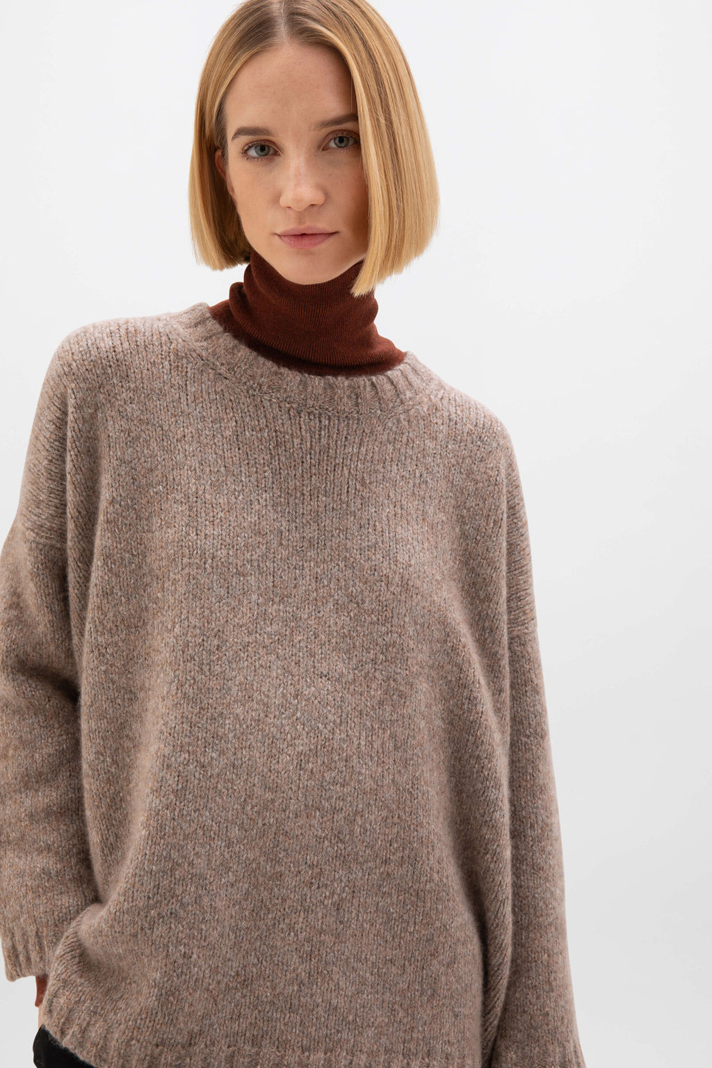Brown Cashmere Silk Bouclé Jumper