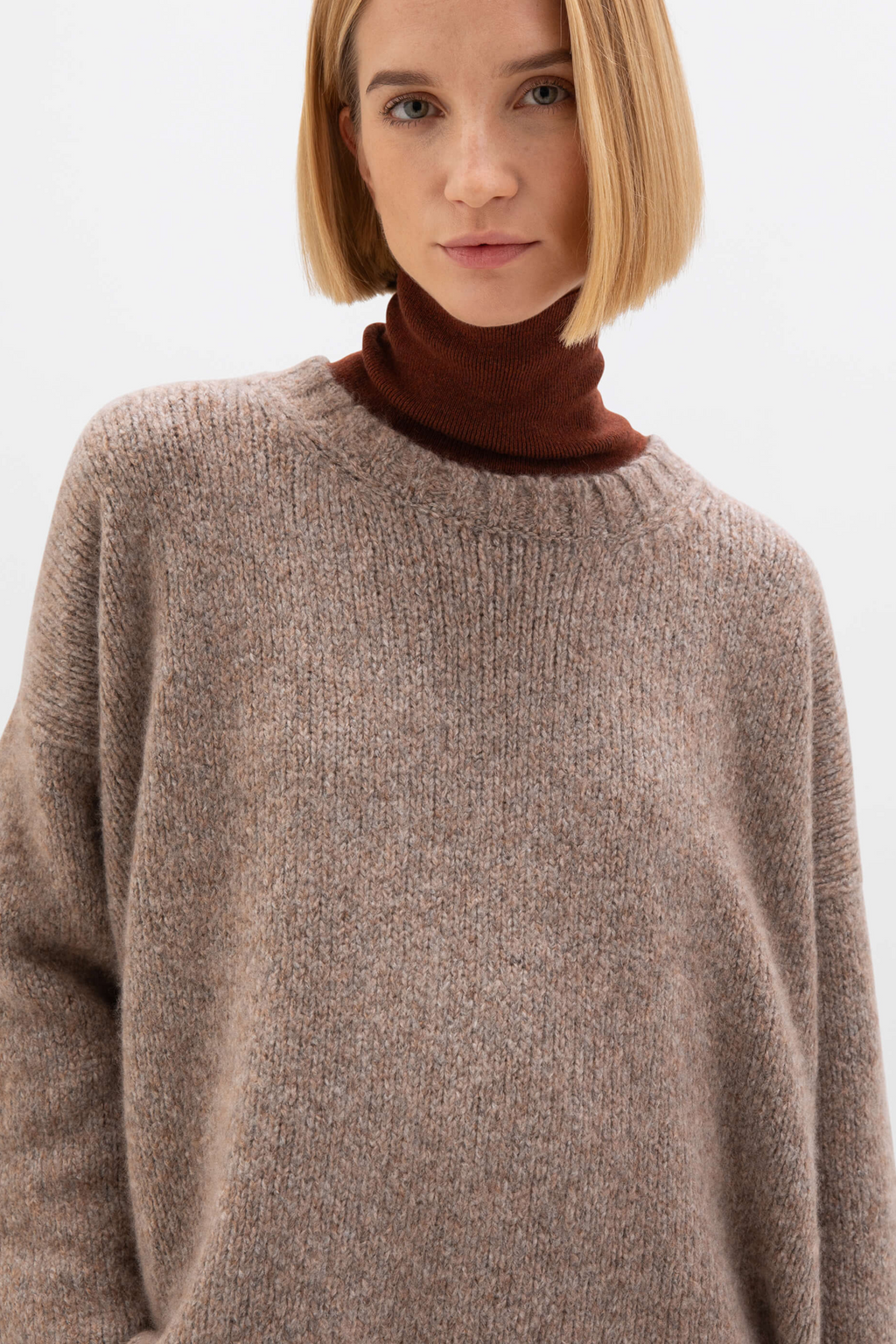 Brown Cashmere Silk Bouclé Jumper