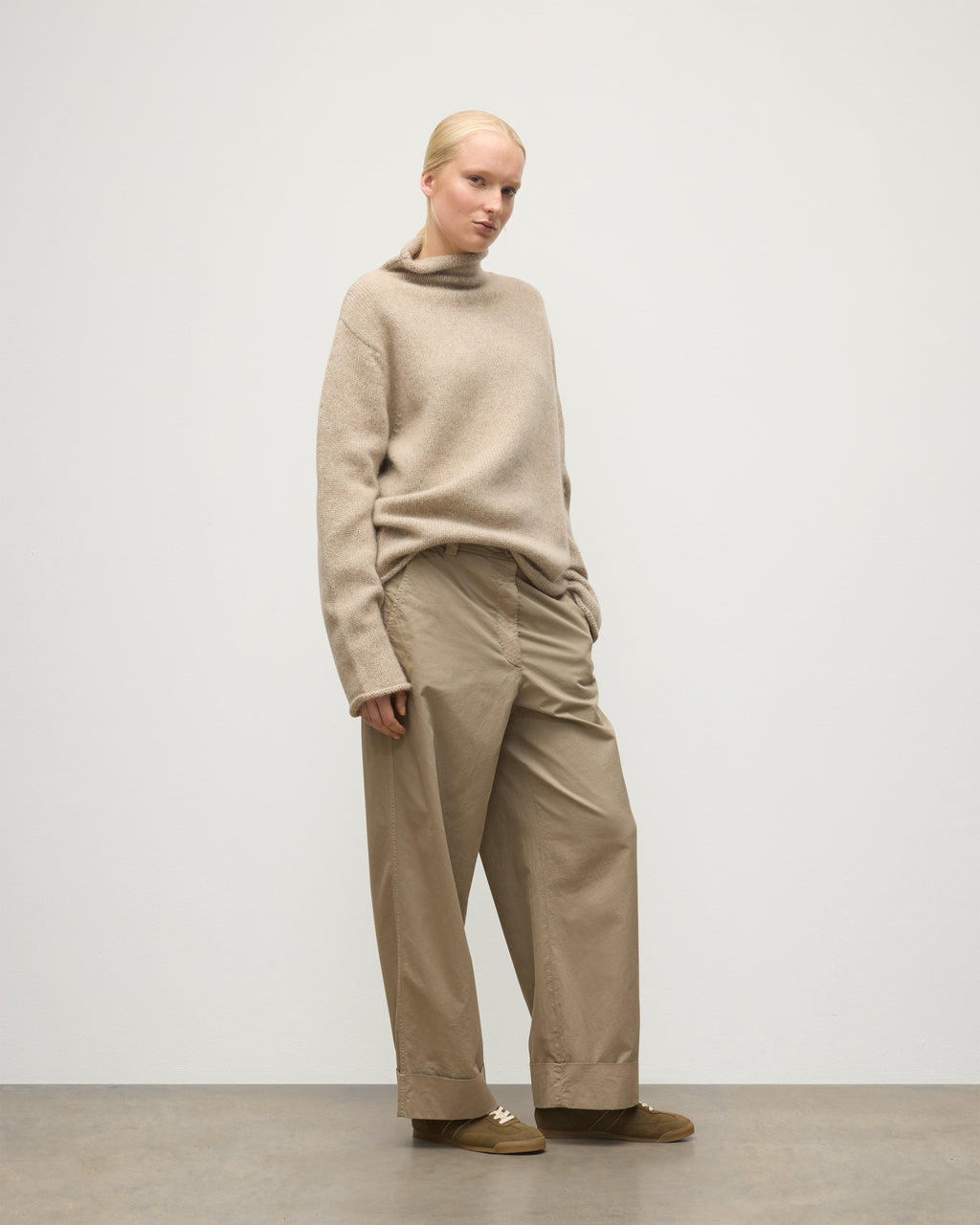 Kester Natural Marl Cashmere Funnel Neck Jumper