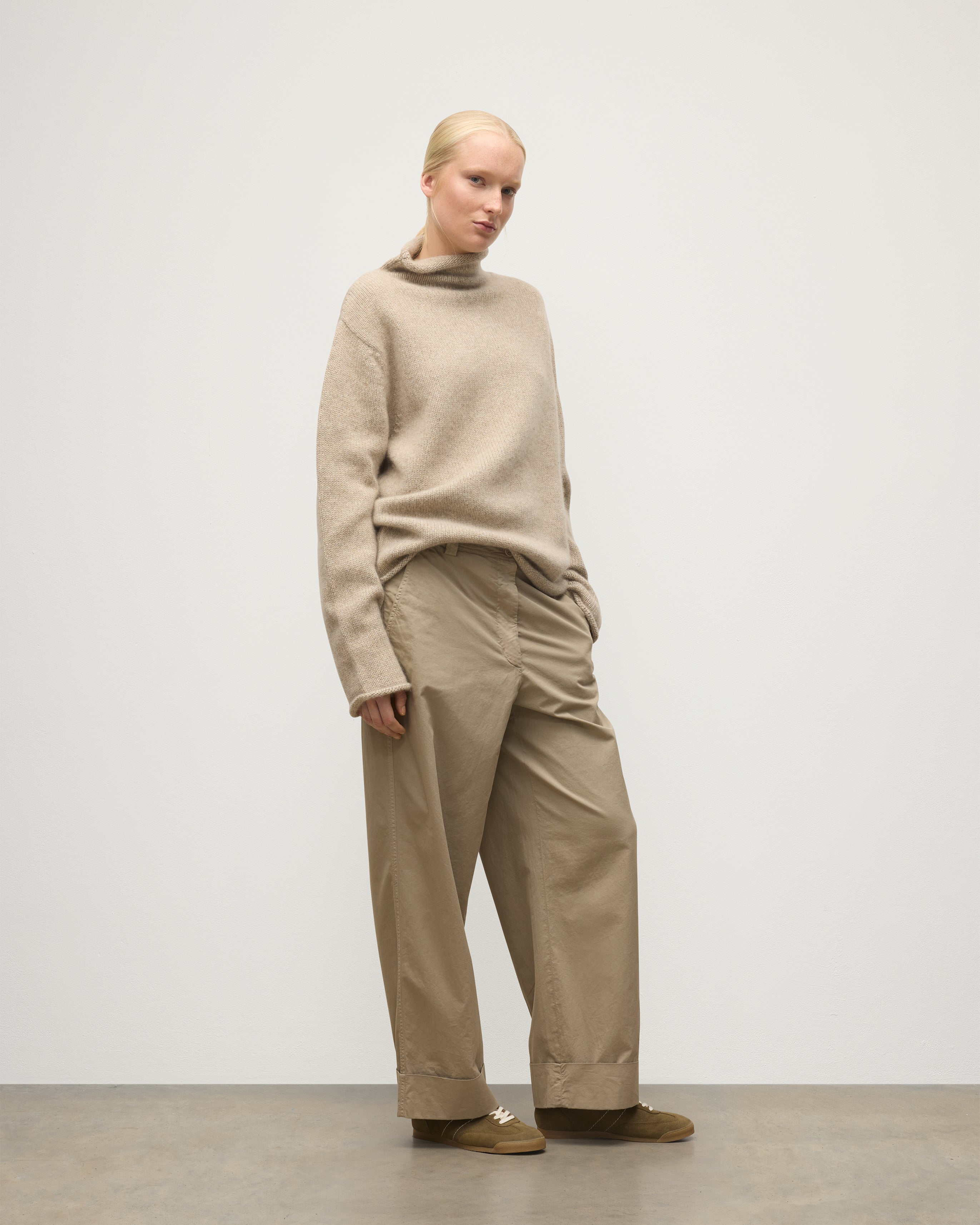 Kester Natural Marl Cashmere Funnel Neck Jumper