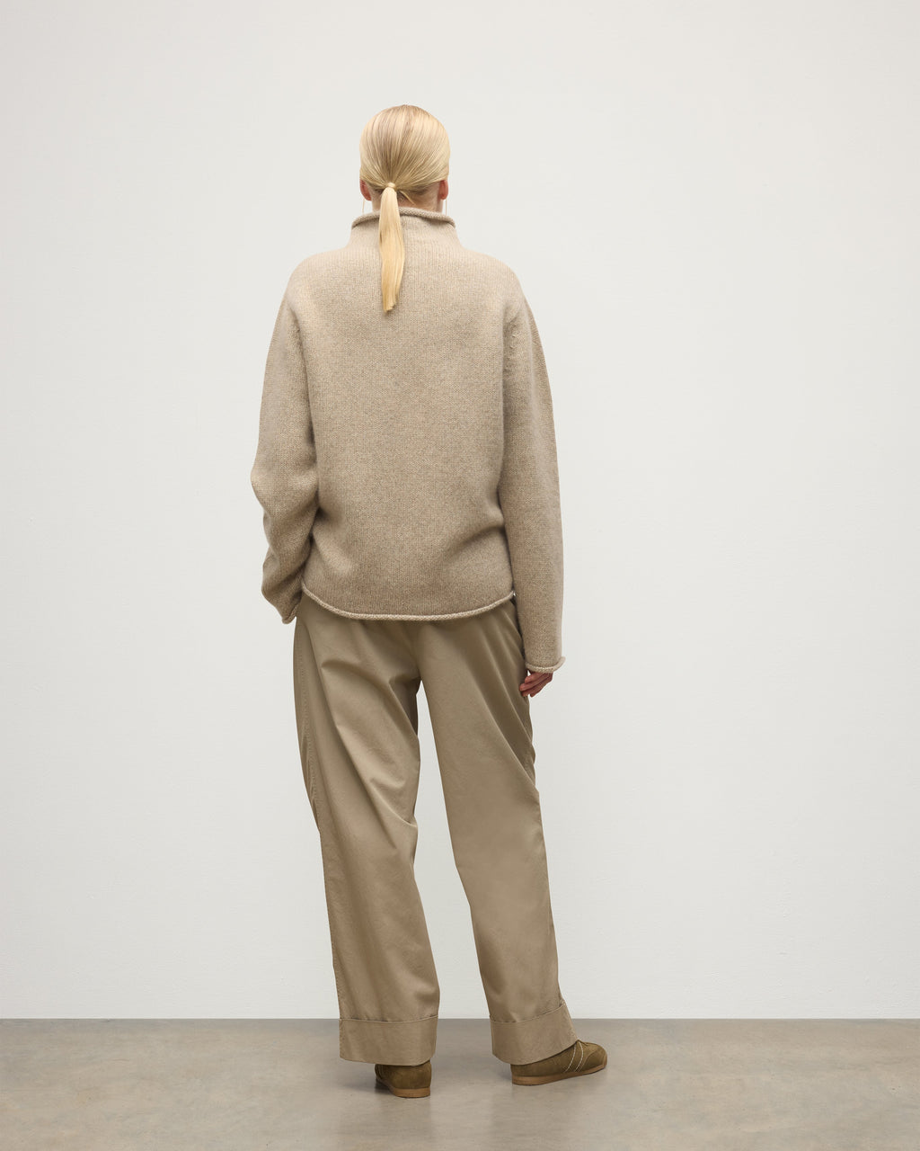 Kester Natural Marl Cashmere Funnel Neck Jumper