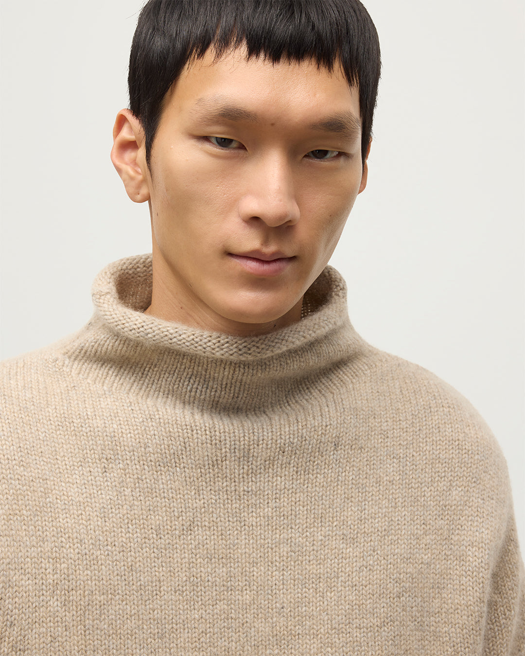 Kester Natural Marl Cashmere Funnel Neck Jumper