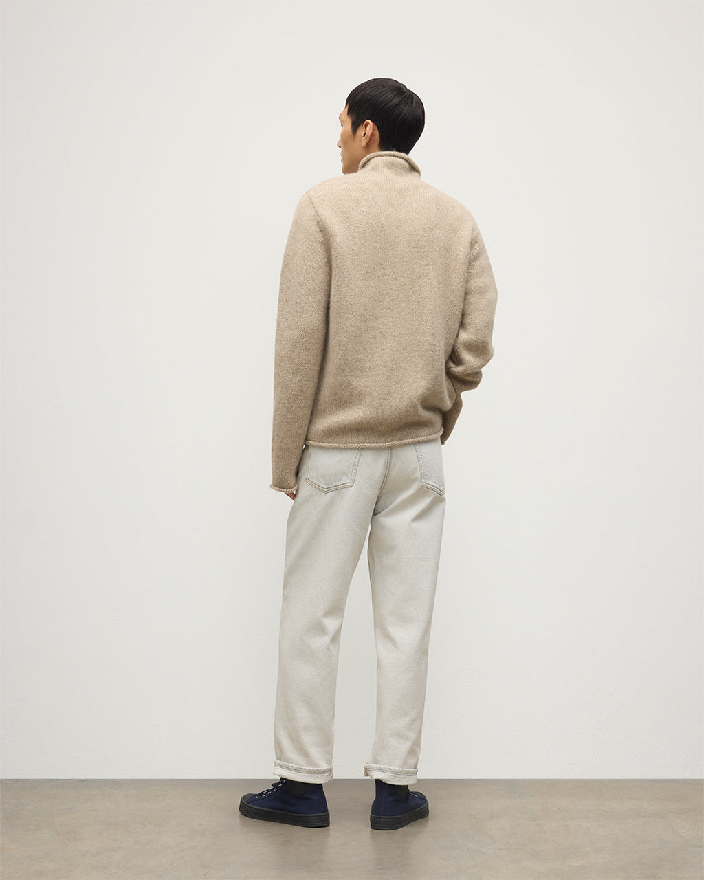 Kester Natural Marl Cashmere Funnel Neck Jumper