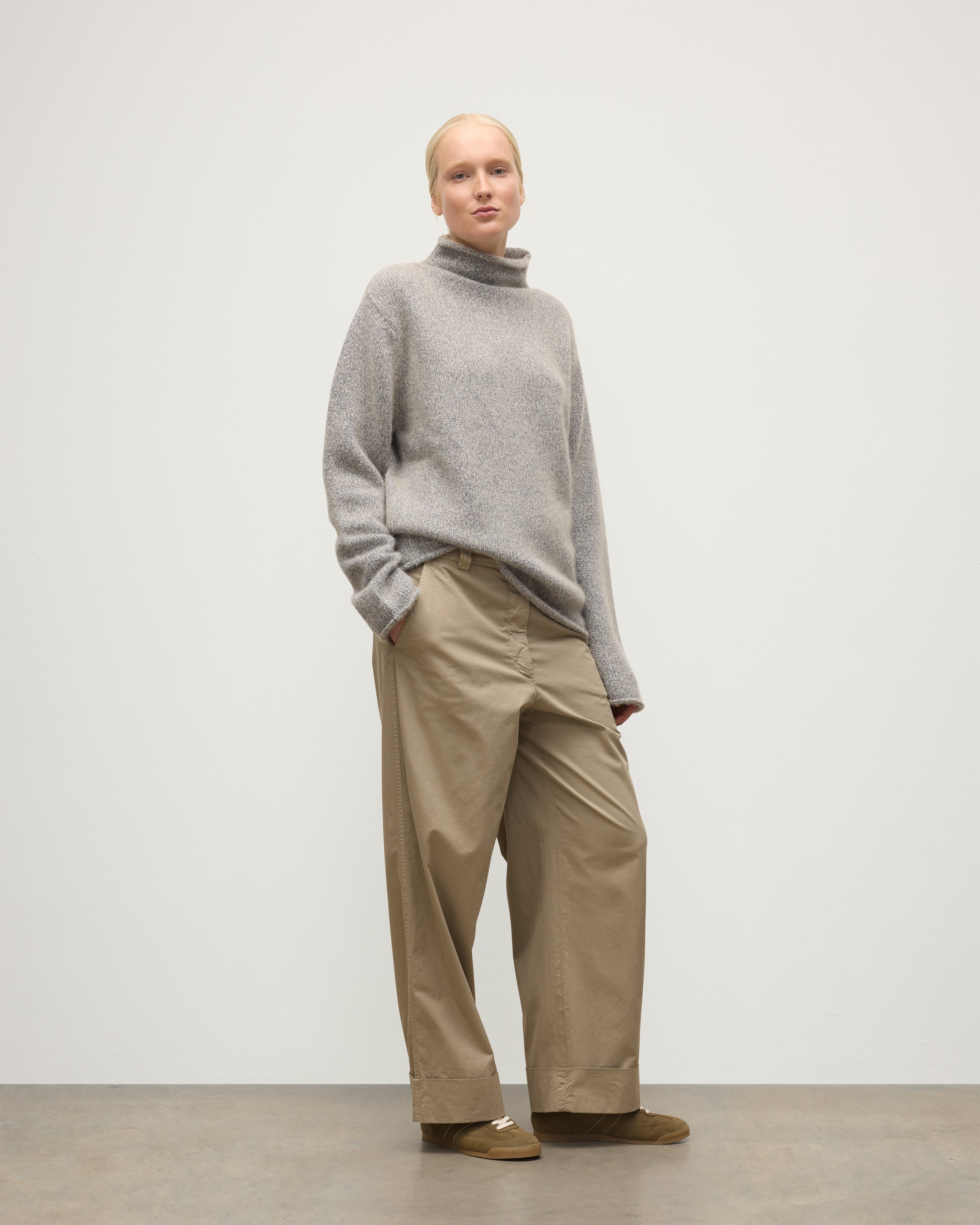 Kester Blue Marl Cashmere Funnel Neck Jumper
