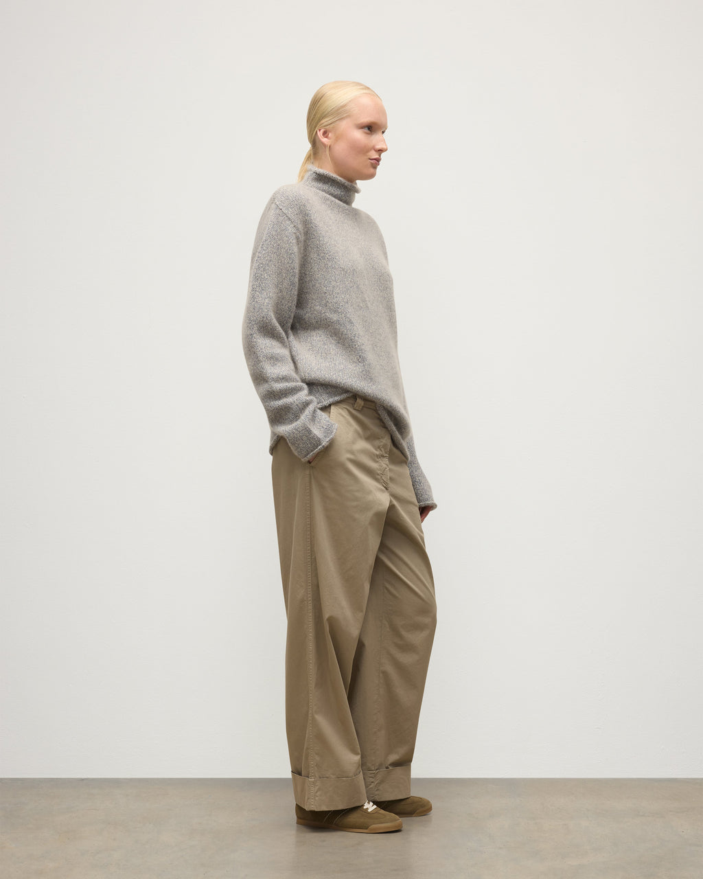 Kester Blue Marl Cashmere Funnel Neck Jumper