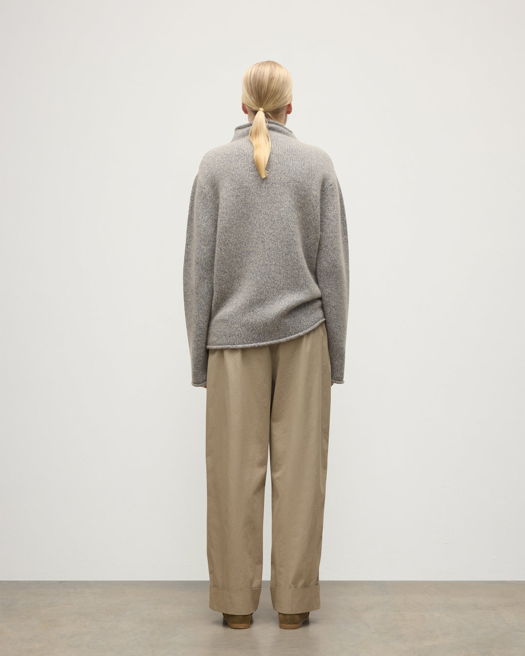 Kester Blue Marl Cashmere Funnel Neck Jumper