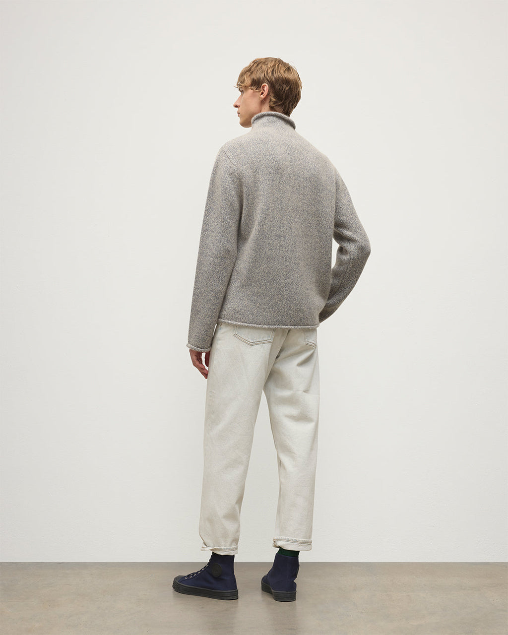 Kester Blue Marl Cashmere Funnel Neck Jumper