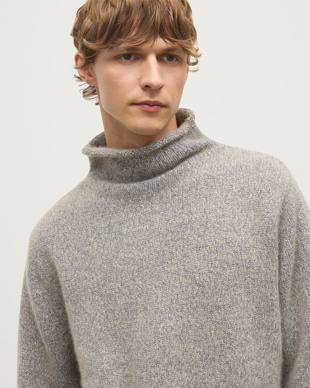 Kester Blue Marl Cashmere Funnel Neck Jumper