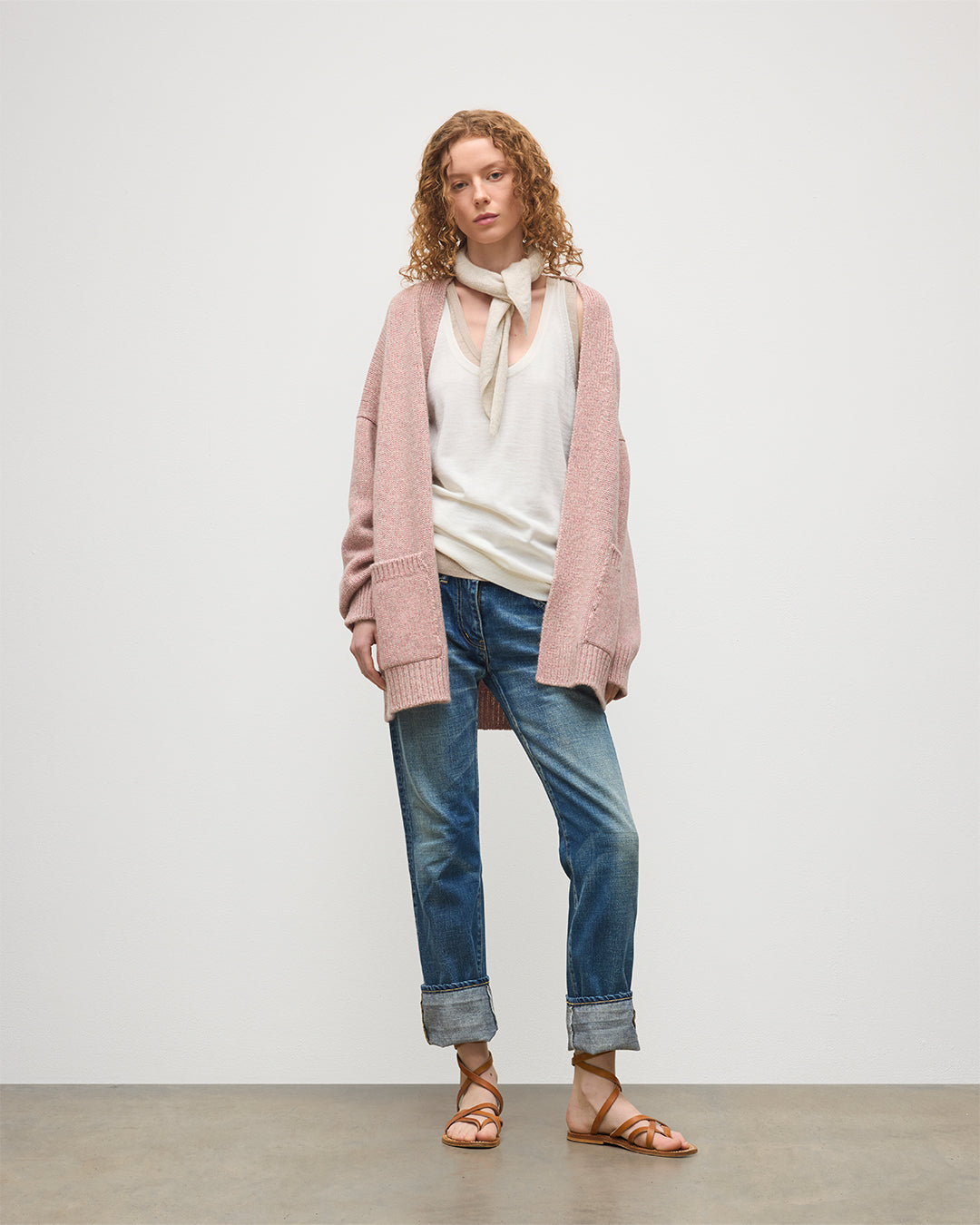 Bay Pink Marl Cashmere & Cotton Cardigan