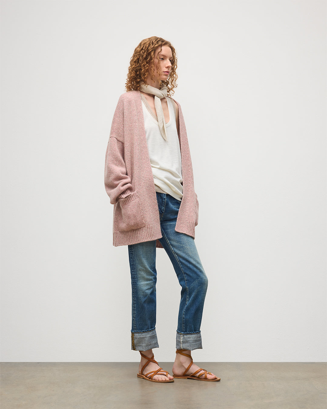 Bay Pink Marl Cashmere & Cotton Cardigan