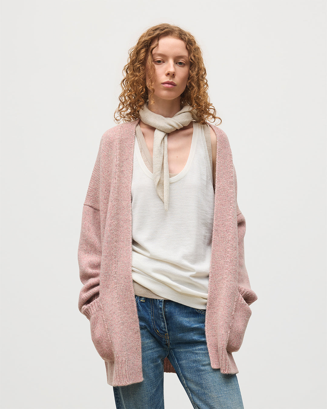 Bay Pink Marl Cashmere & Cotton Cardigan